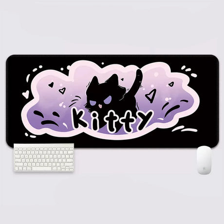 YUZNII Oversized Cartoon Kitten Mouse Mat Desk Pad