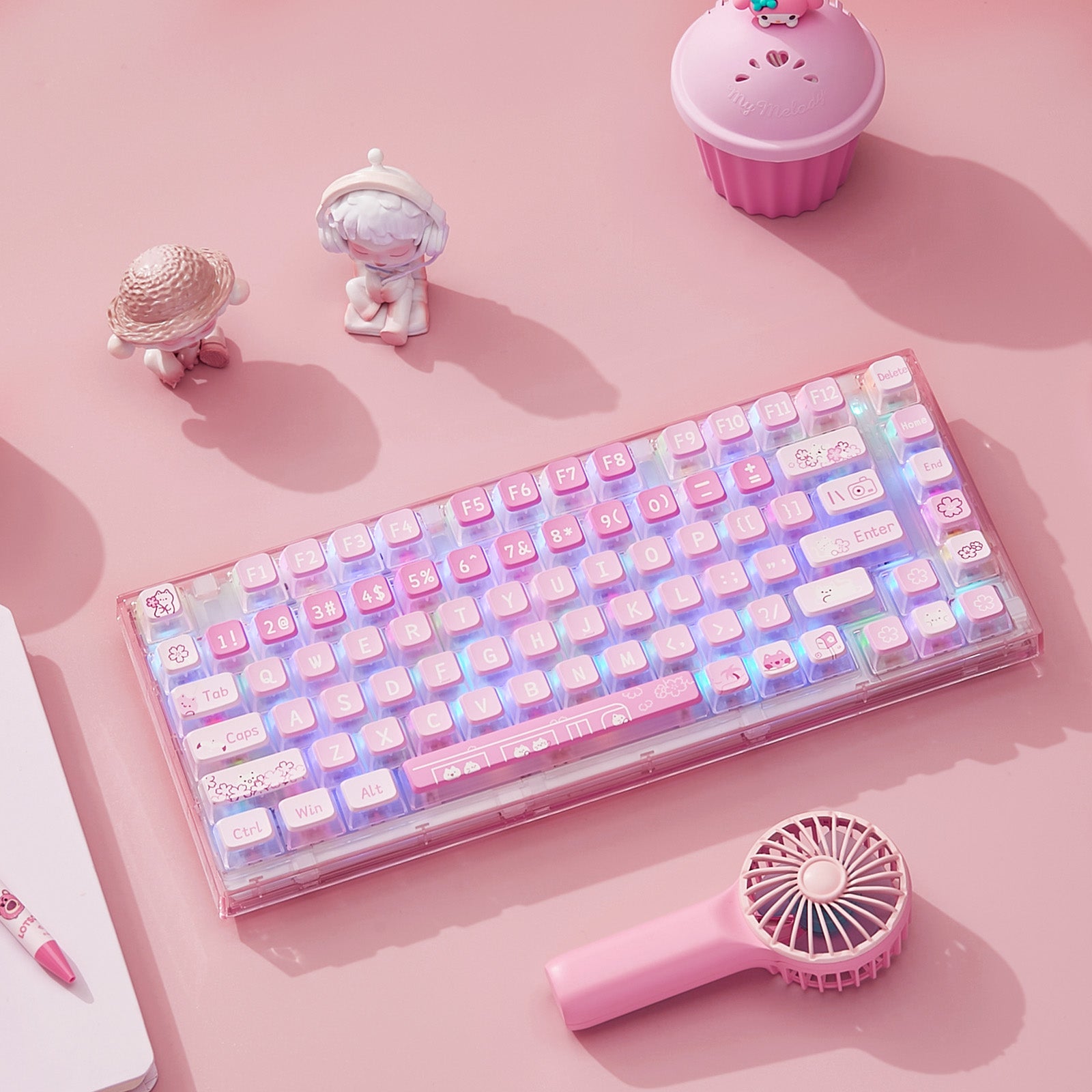 YUNZII X75/X75 PRO Pink 82 Keys Hot Swappable Gasket Transparent Mechanical Keyboard