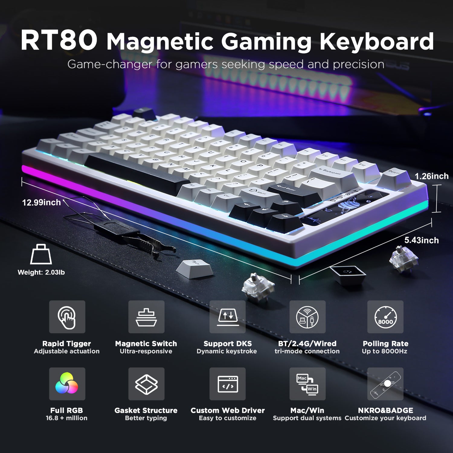 YUNZII RT80 Rapid Trigger 8K Magnetic Keyboard