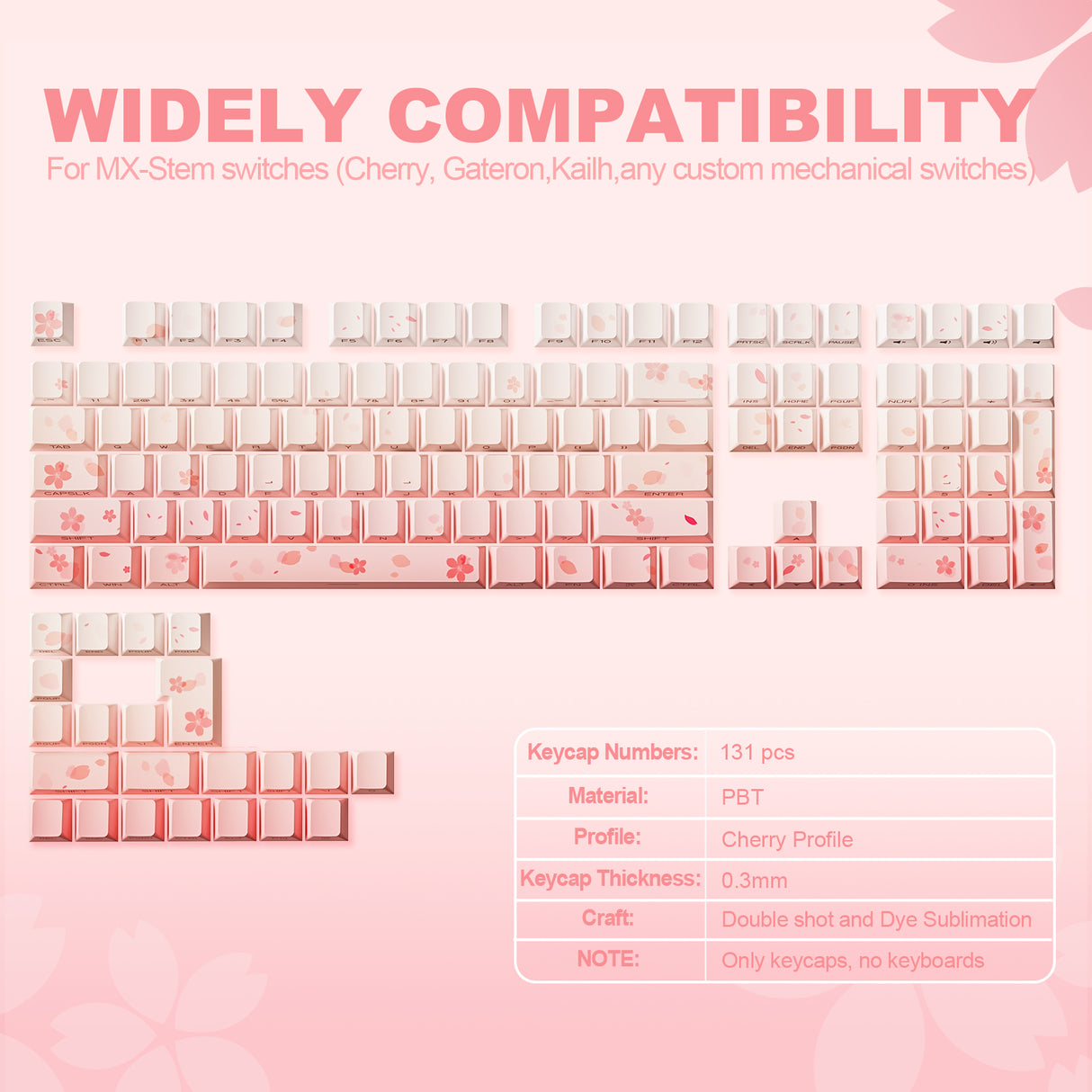 YUNZII Sakura Blossom Cherry Profile Keycap Set