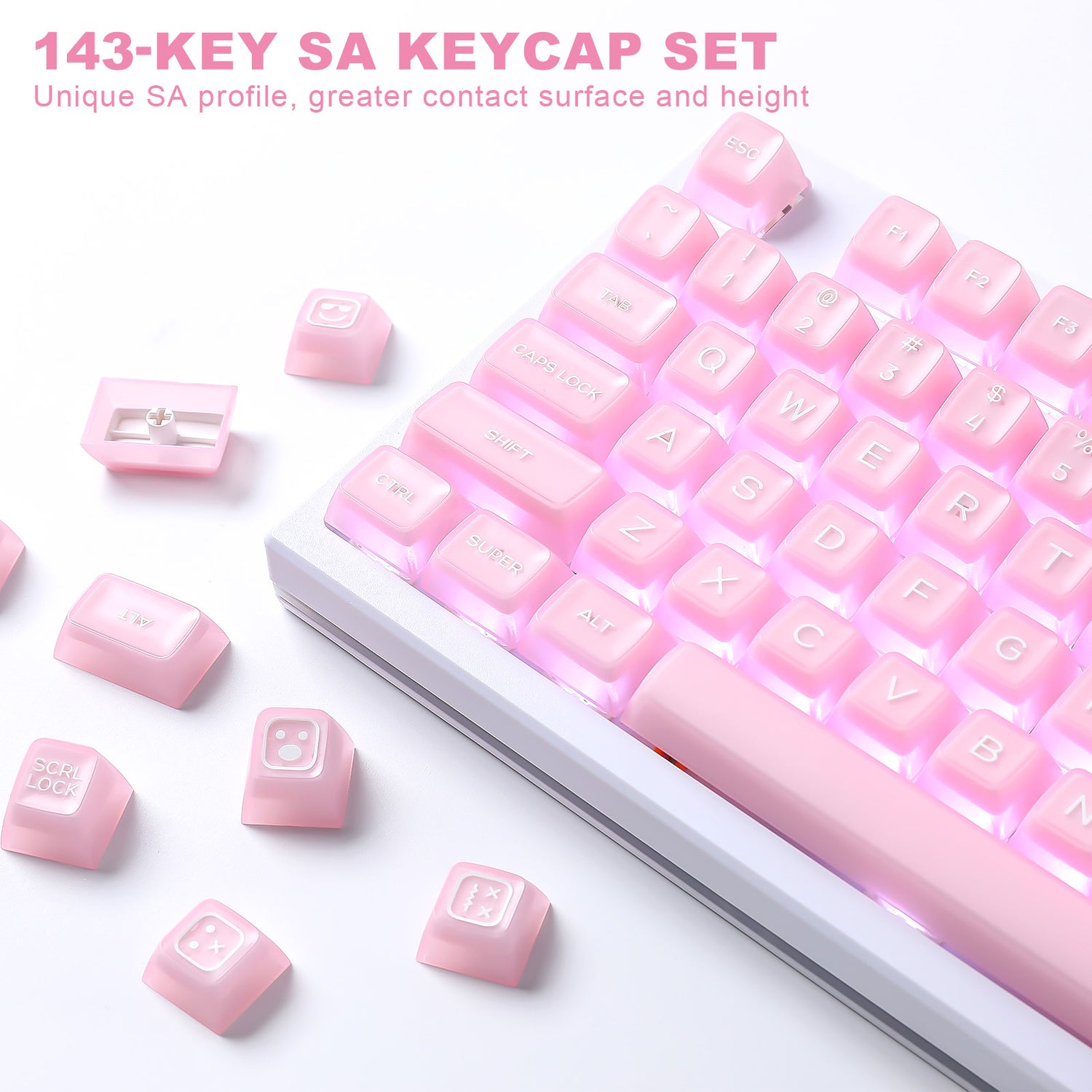 YUNZII Pink Jade SA Profile Keycap Set