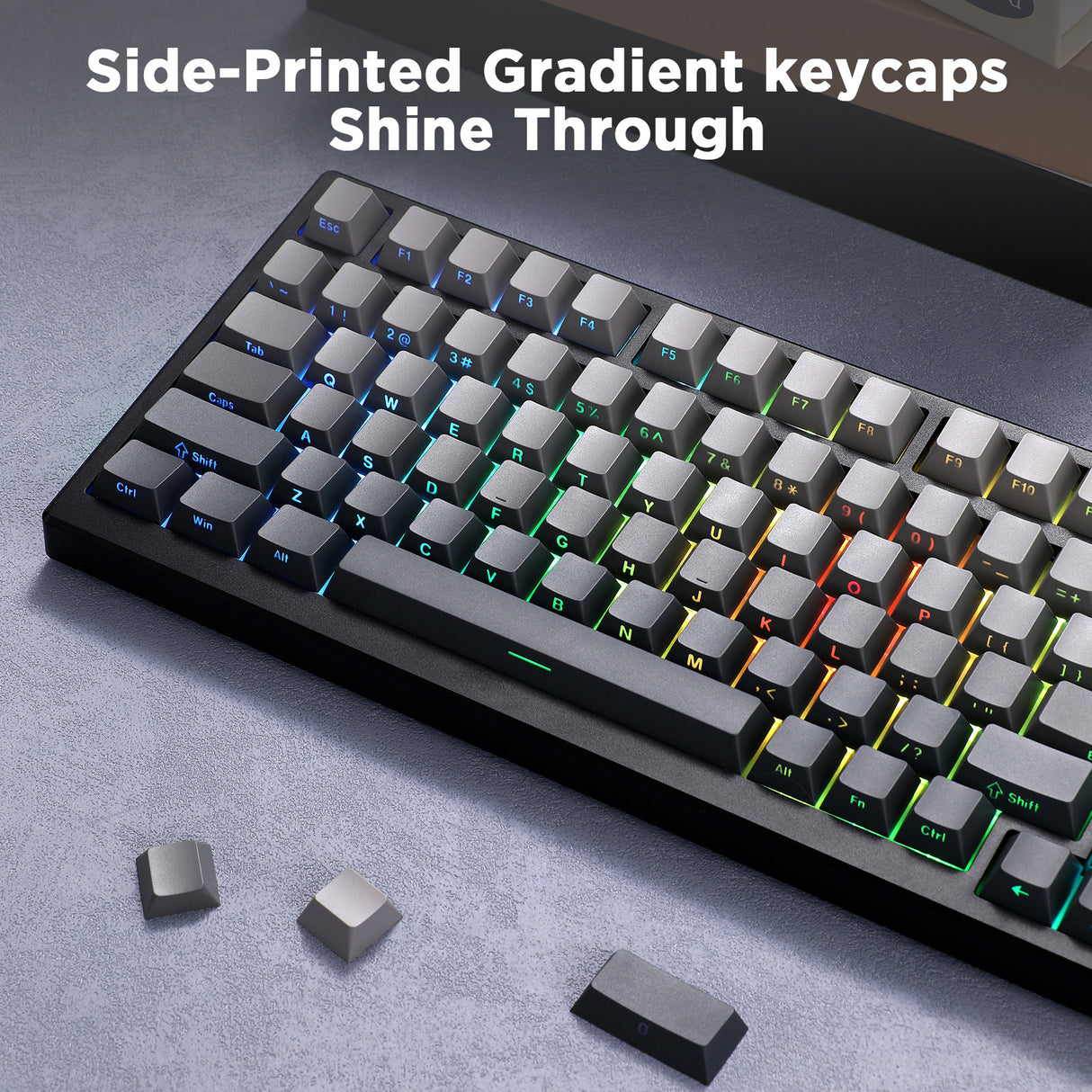 YUNZII Gradient Black Grey Cherry Profile Keycap Set
