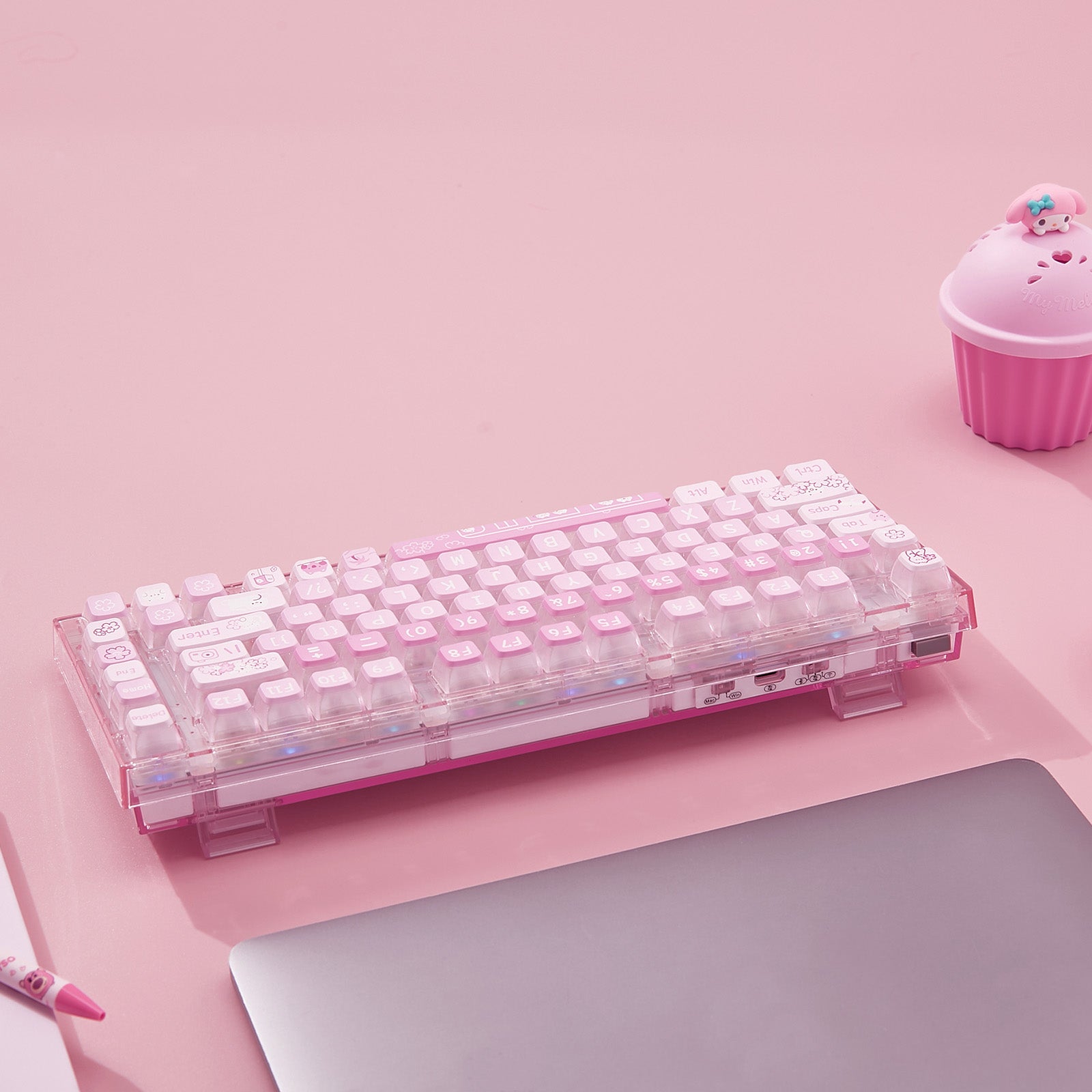 YUNZII X75/X75 PRO Pink 82 Keys Hot Swappable Gasket Transparent Mechanical Keyboard