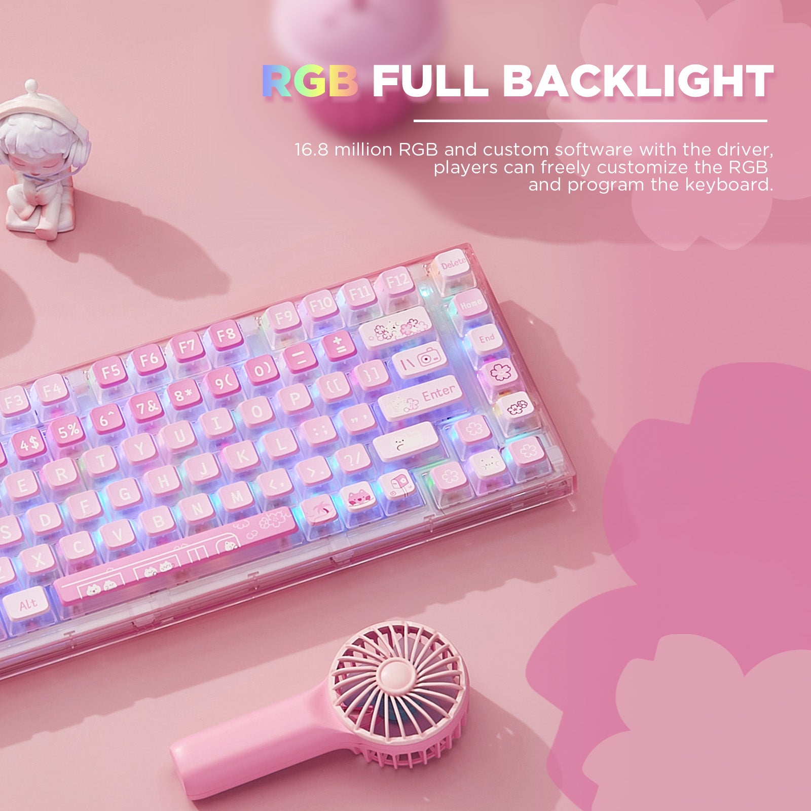 YUNZII X75/X75 PRO Pink 82 Keys Hot Swappable Gasket Transparent Mechanical Keyboard