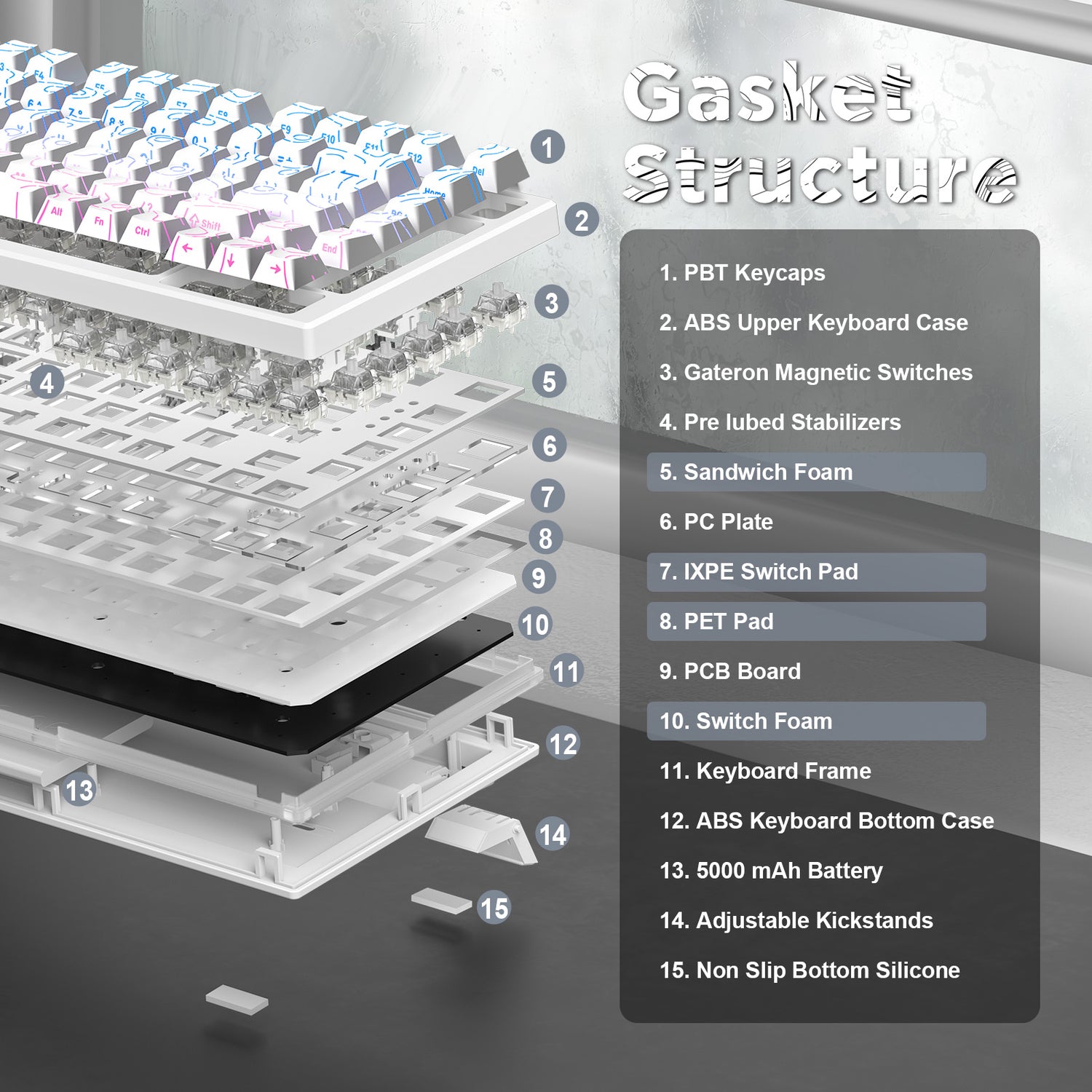 YUNZII RT80 White Line Rapid Trigger 8K Magnetic Keyboard