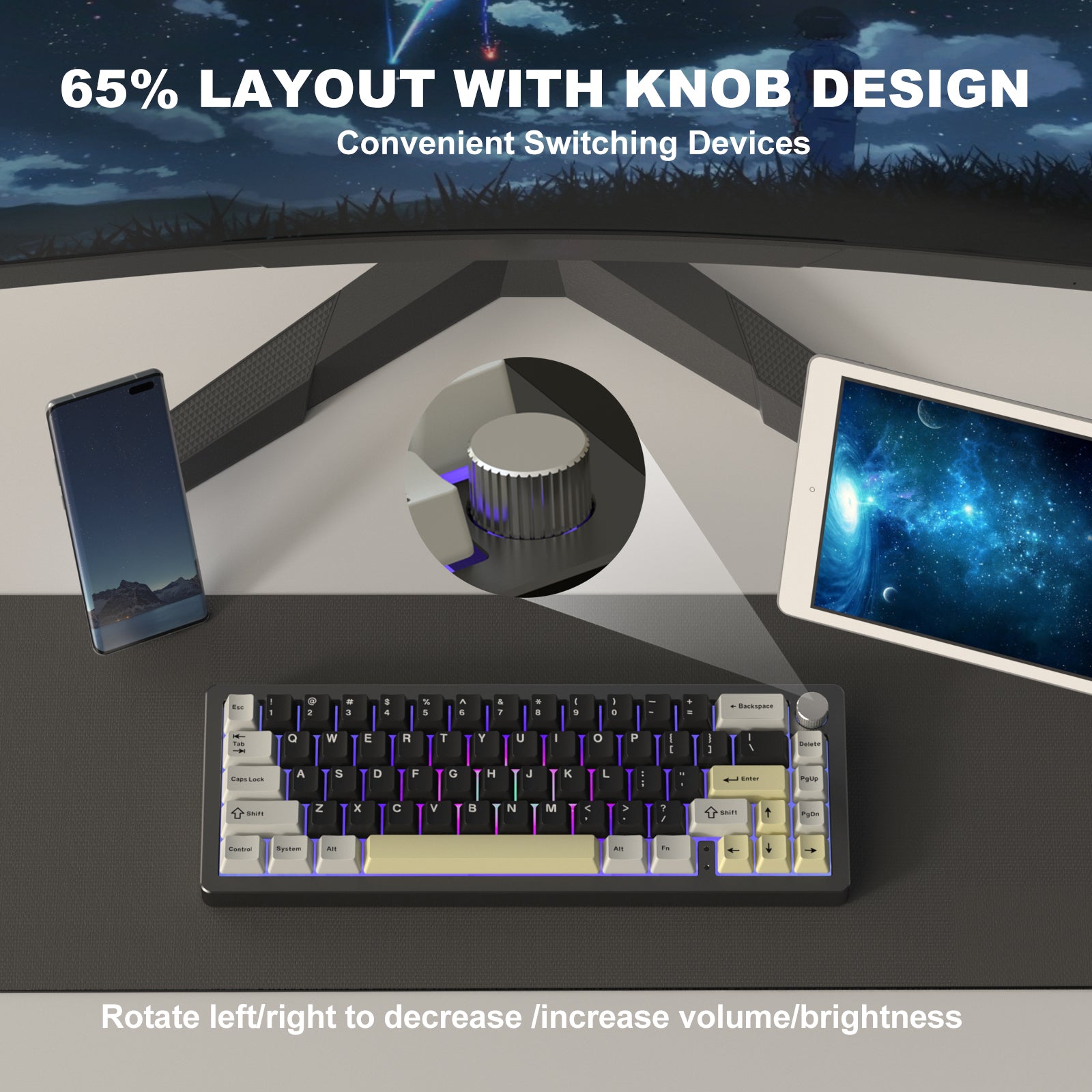 PRE-ORDER YUNZII AL66 Knob CNC Aluminum Wireless Mechanical Keyboard