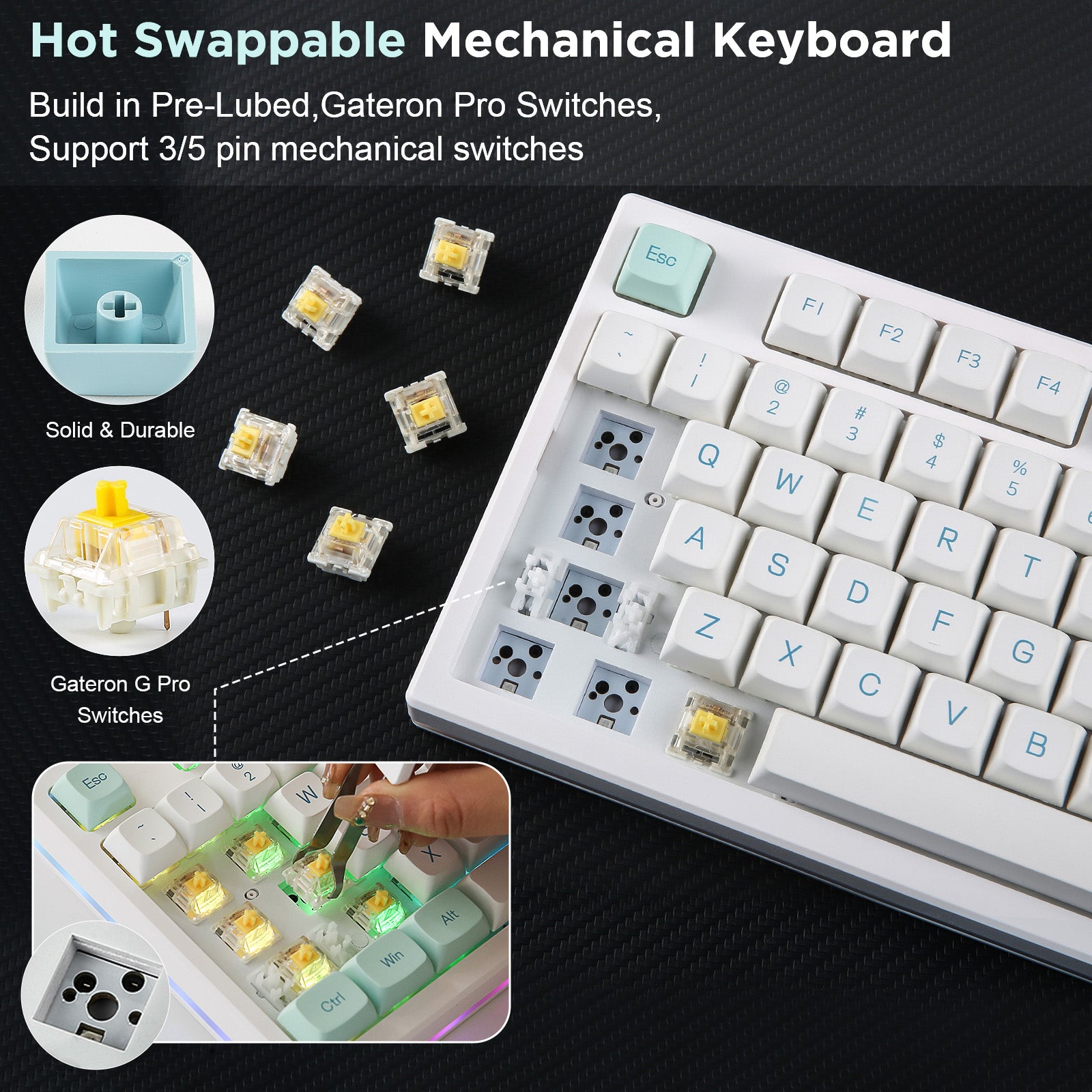 YUNZII YZ75 Pro Mint Wireless Mechanical Keyboard