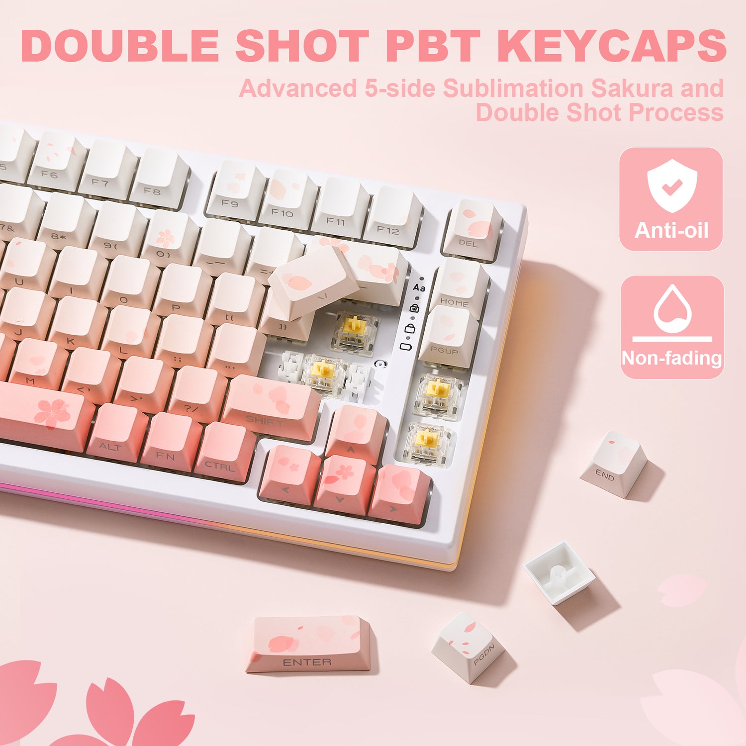 YUNZII Sakura Blossom Cherry Profile Keycap Set