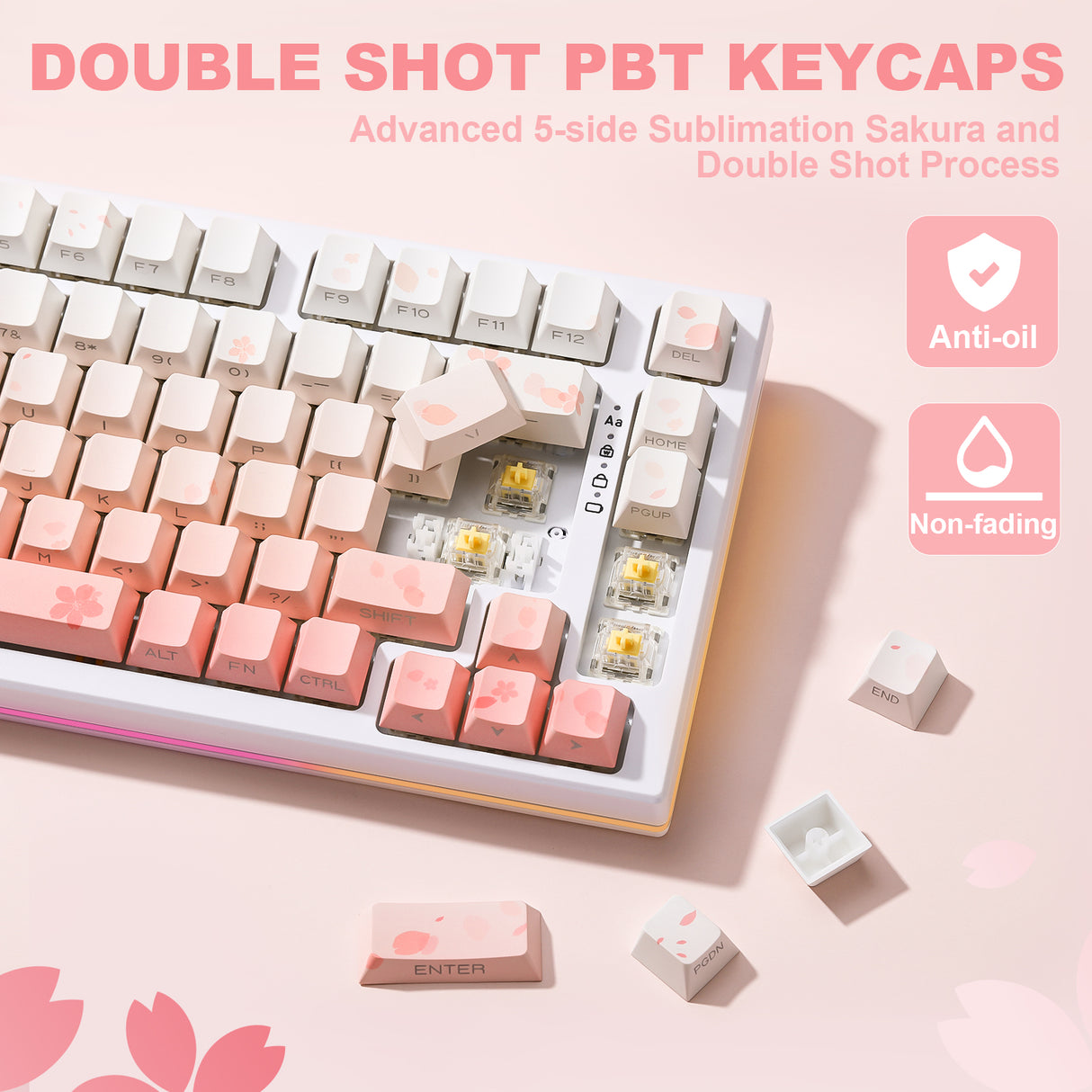 YUNZII Sakura Blossom Cherry Profile Keycap Set