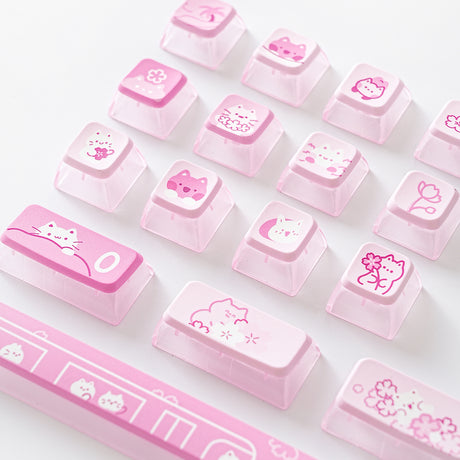 YUNZII Sakura Kitty KSA Profile Keycap Set