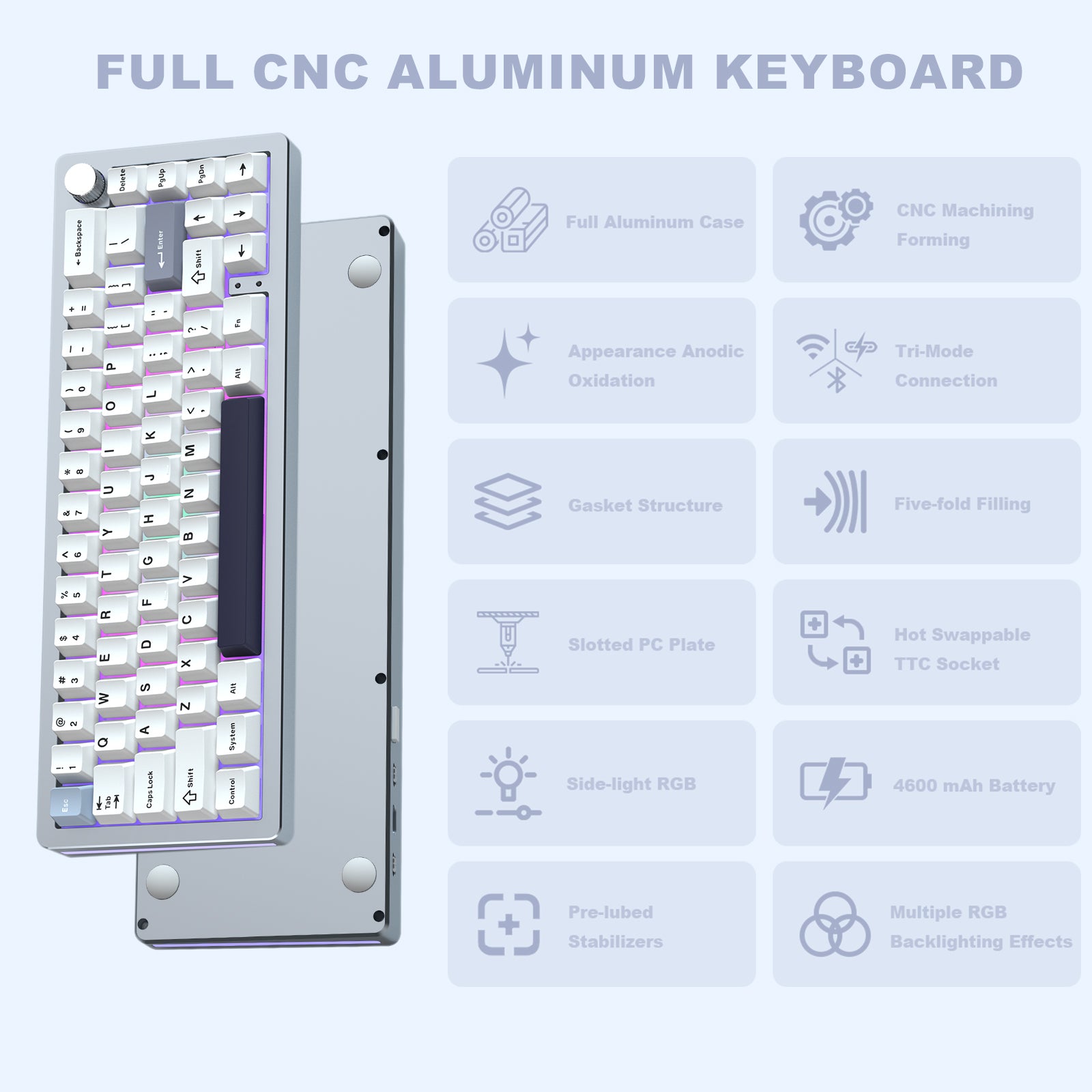 PRE-ORDER YUNZII AL66 Knob CNC Aluminum Wireless Mechanical Keyboard