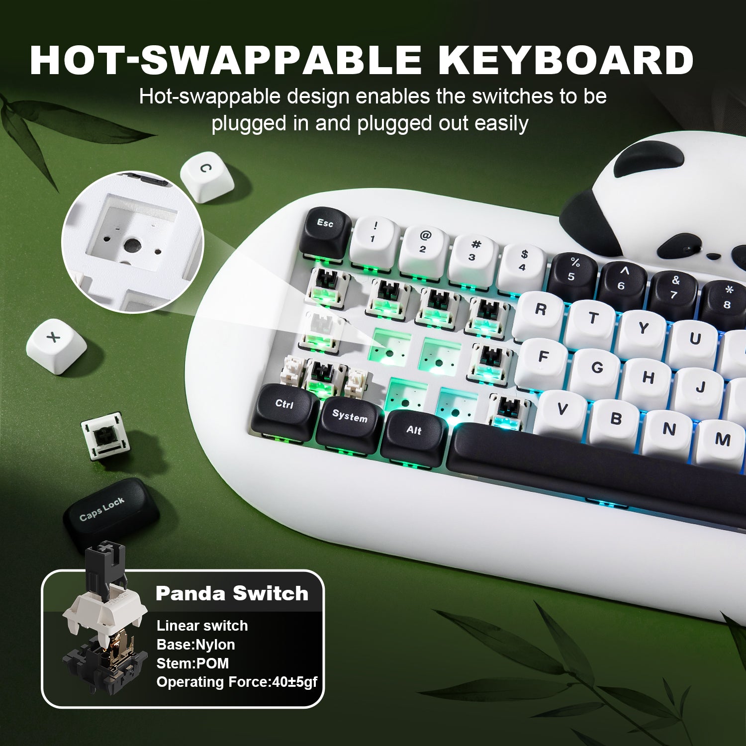 YUNZII C68 Panda Wireless Hi-Fi Mechanical Keyboard