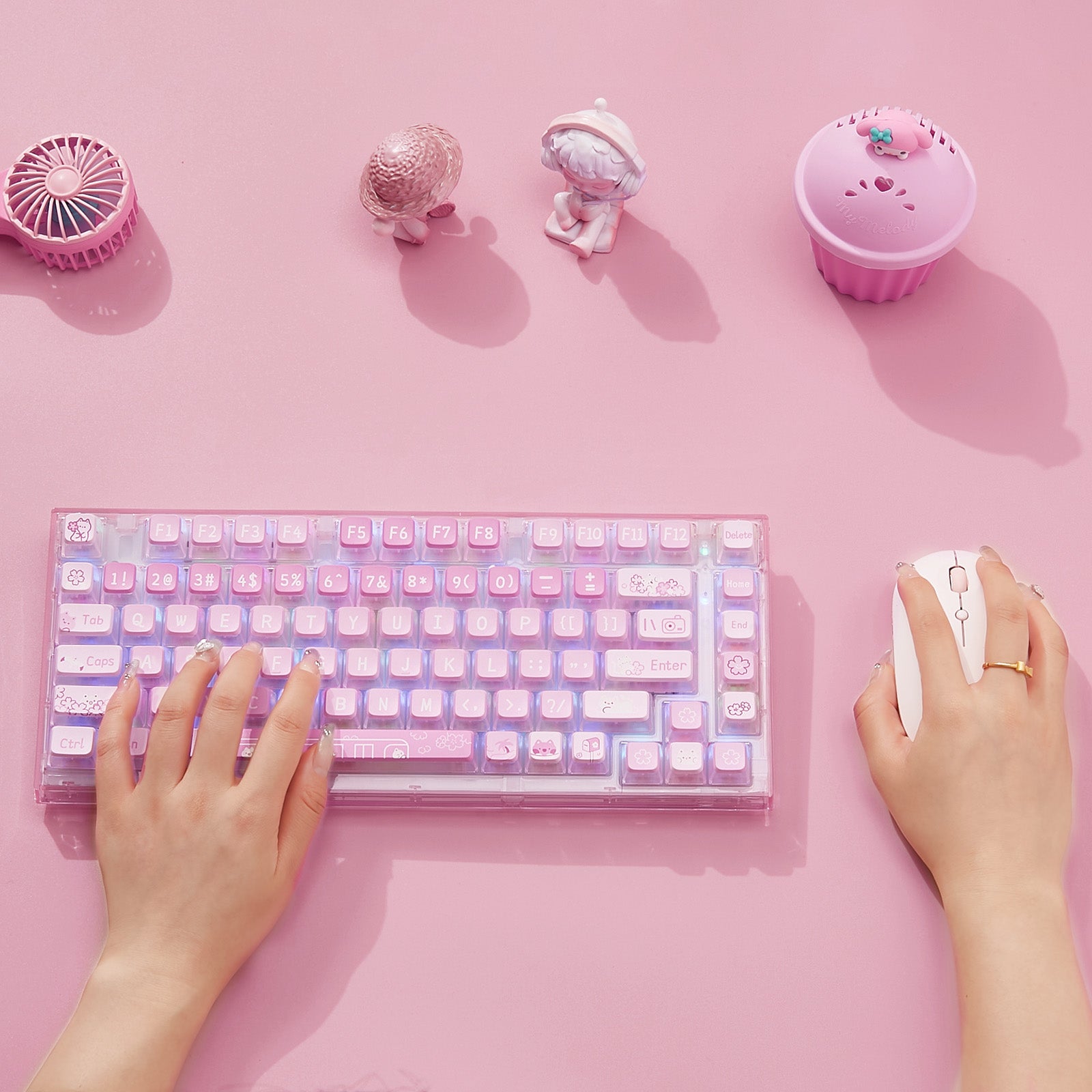 YUNZII X75/X75 PRO Pink 82 Keys Hot Swappable Gasket Transparent Mechanical Keyboard