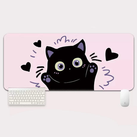 YUZNII Oversized Cartoon Kitten Mouse Mat Desk Pad