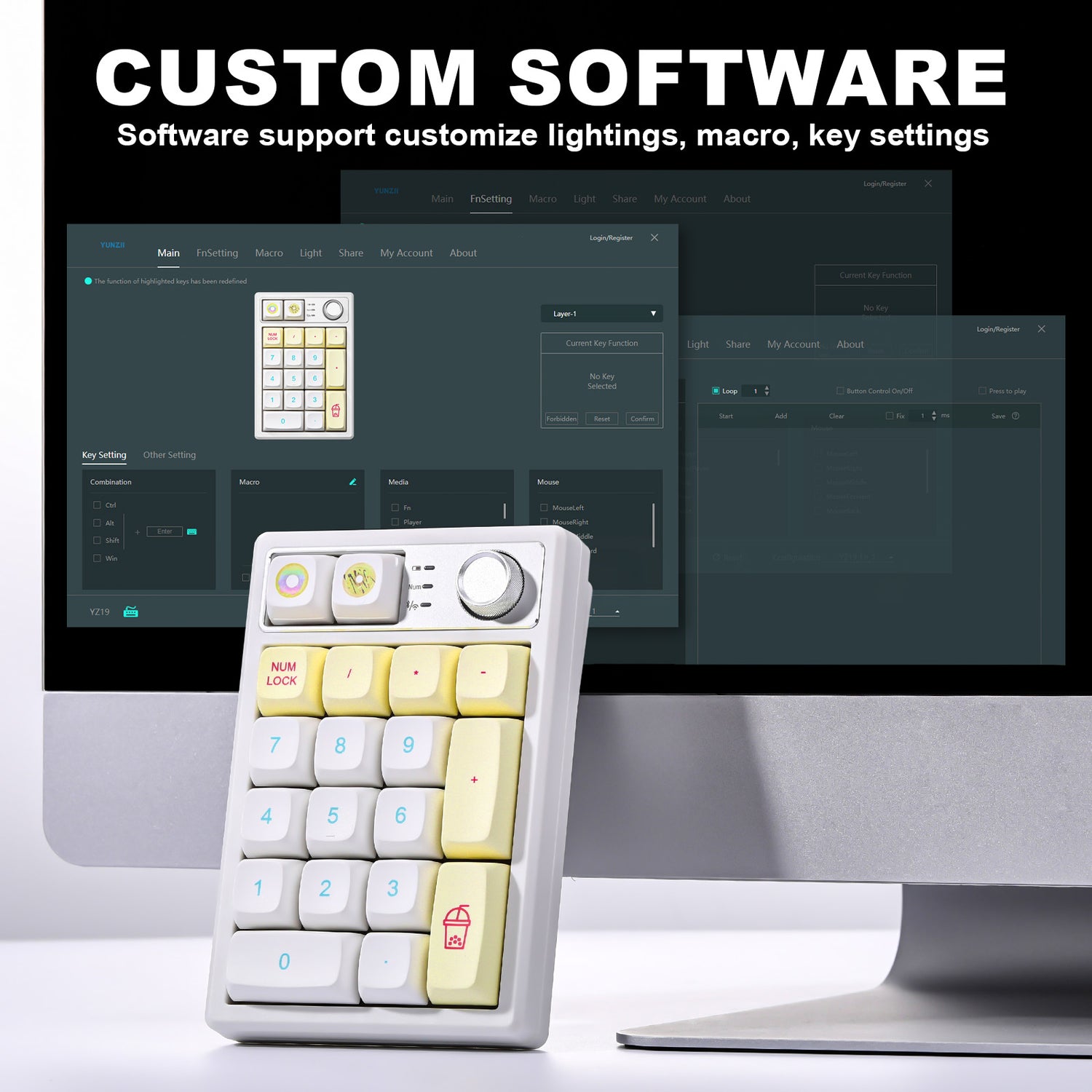 YUNZII YZ19 Gasket Wireless Mechanical Knob Numeric Keypad Num Pad