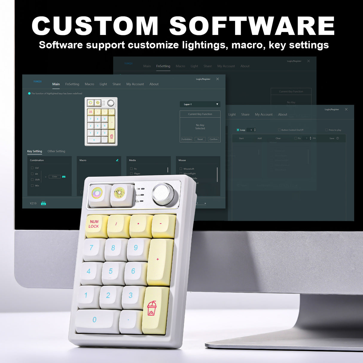 YUNZII YZ19 Gasket Wireless Mechanical Knob Numeric Keypad Num Pad