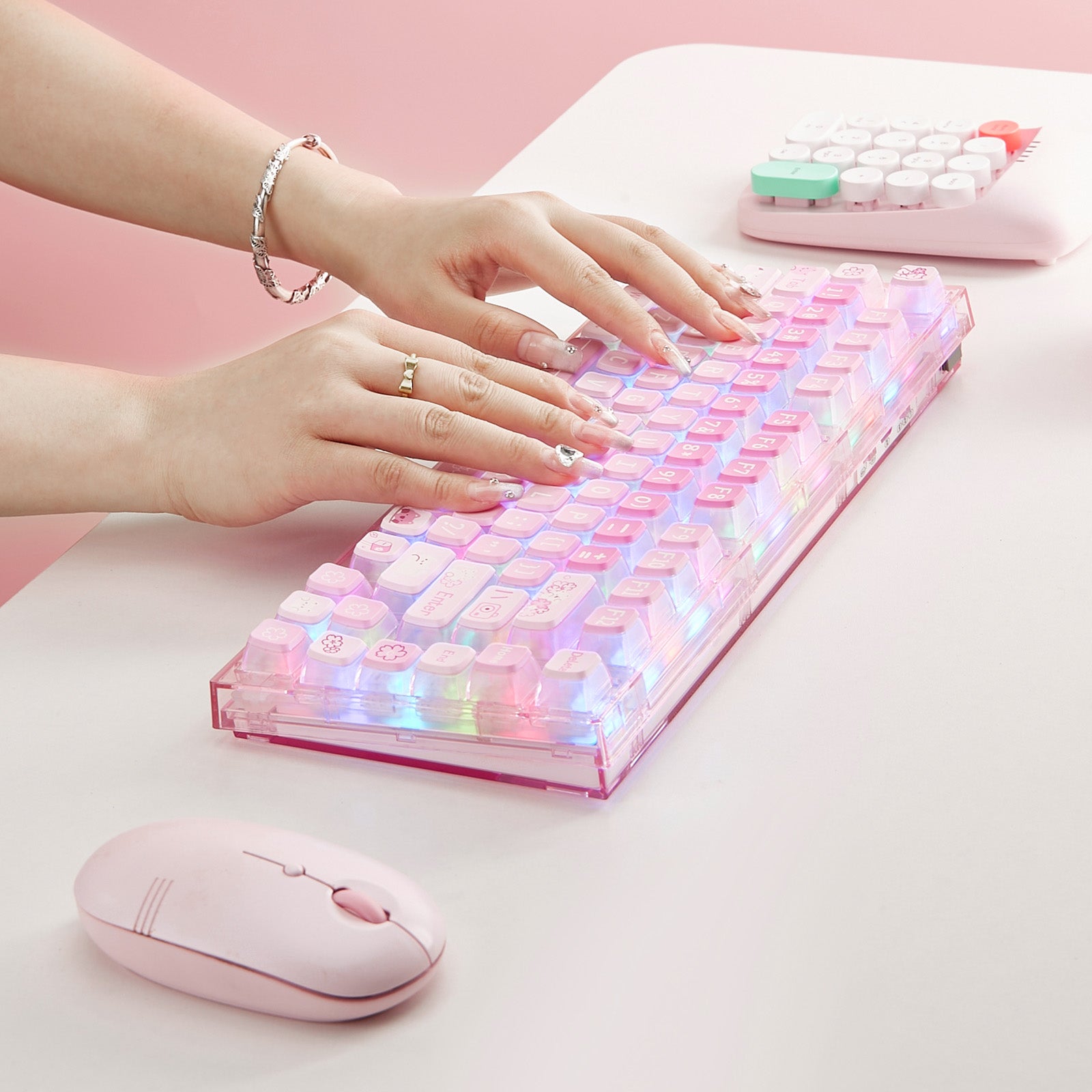 YUNZII X75/X75 PRO Pink 82 Keys Hot Swappable Gasket Transparent Mechanical Keyboard