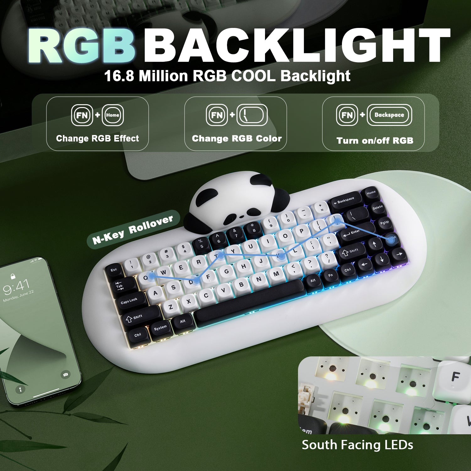 YUNZII C68 Panda Wireless Hi-Fi Mechanical Keyboard