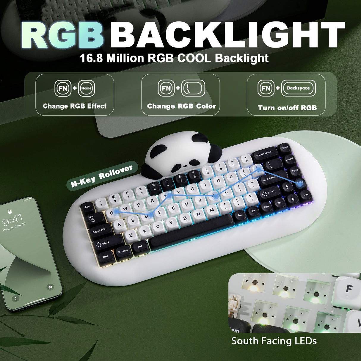 YUNZII C68 Panda Wireless Hi-Fi Mechanical Keyboard