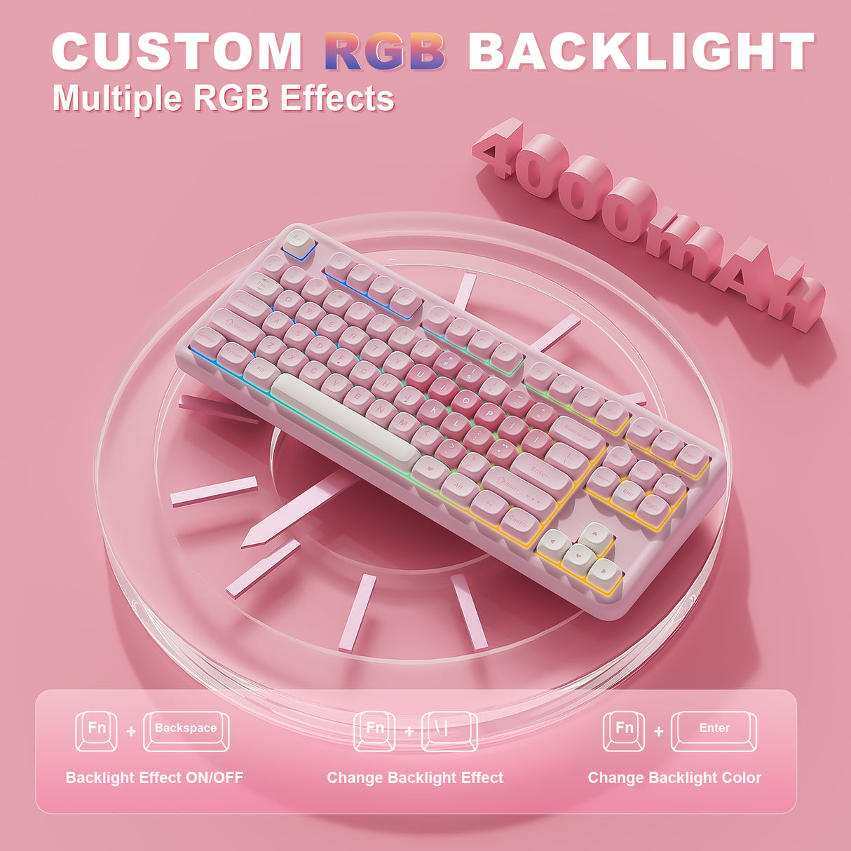YUNZII B87 Pink QMK/VIA Custom Mechanical Keyboard