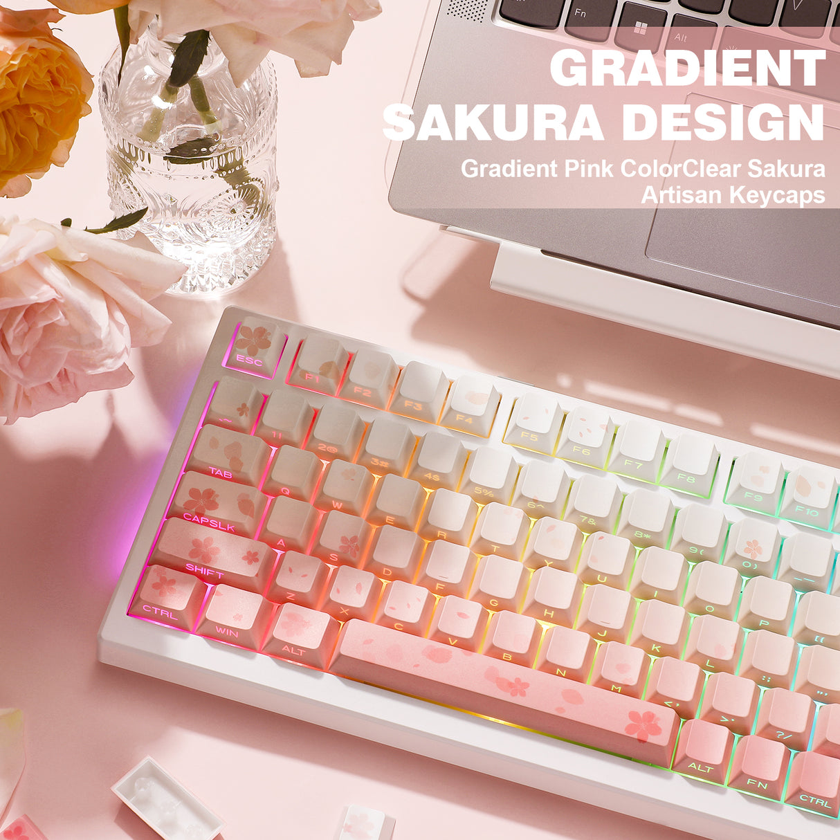 YUNZII Sakura Blossom Cherry Profile Keycap Set