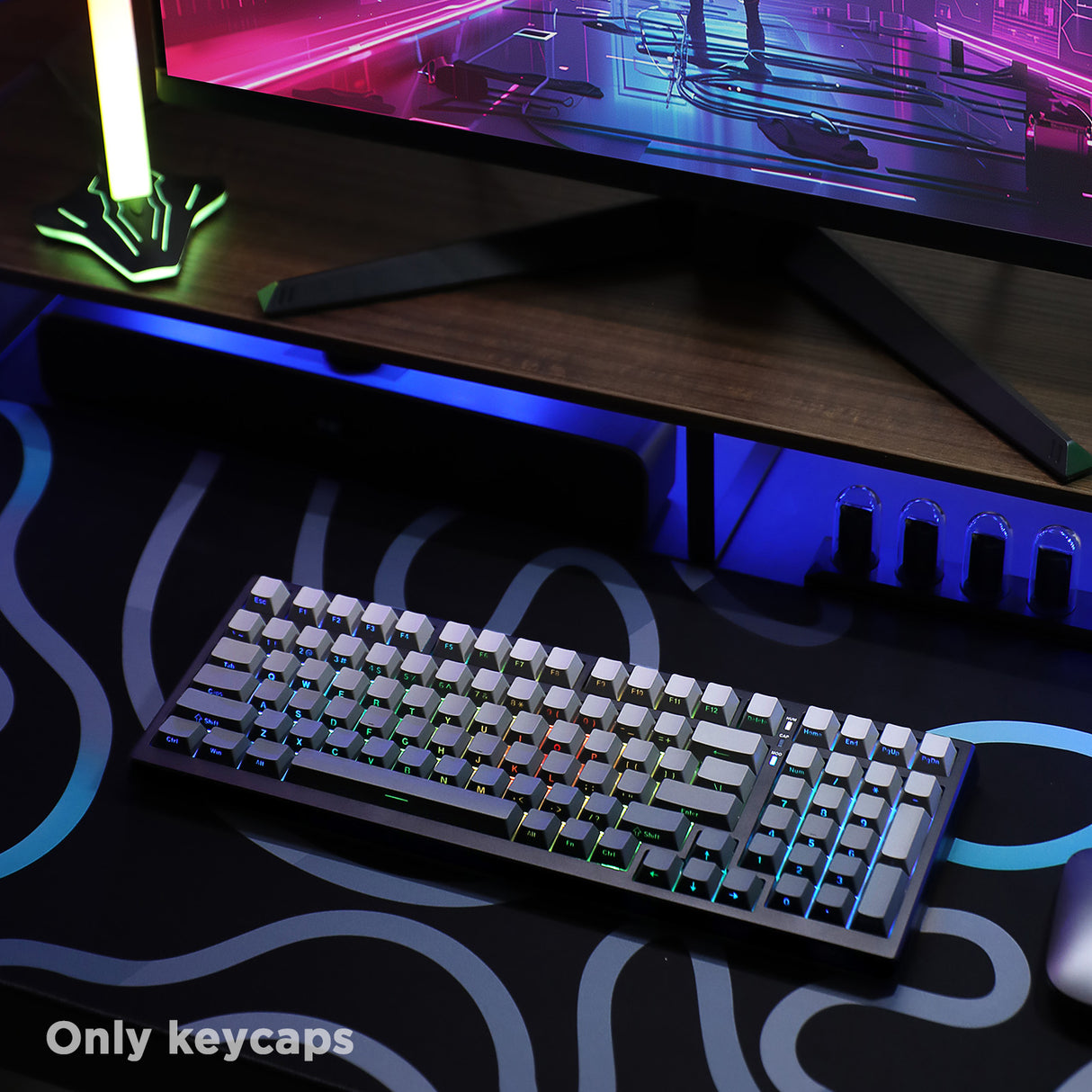 YUNZII Gradient Black Grey Cherry Profile Keycap Set