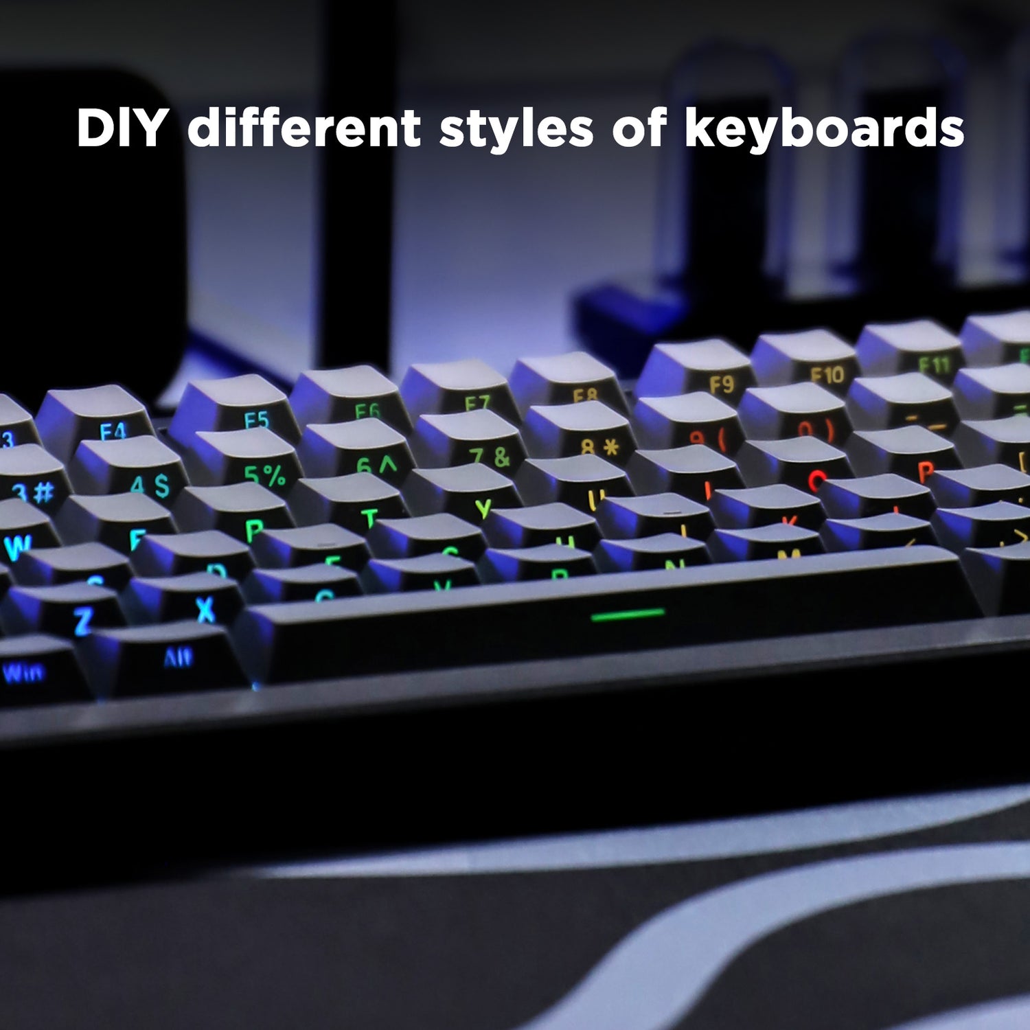 YUNZII Gradient Black Grey Cherry Profile Keycap Set