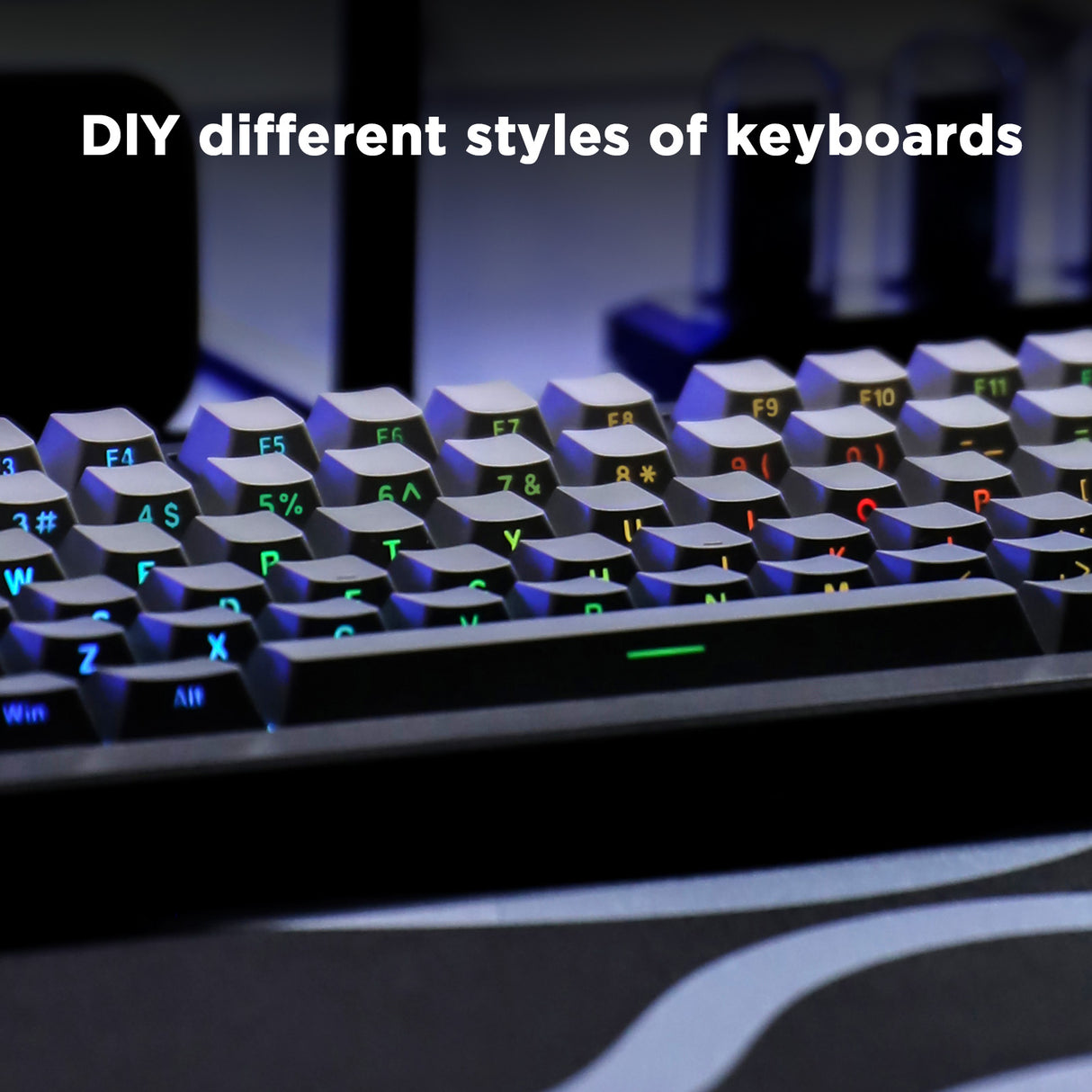 YUNZII Gradient Black Grey Cherry Profile Keycap Set