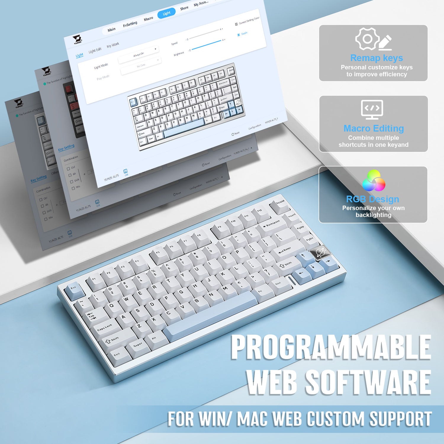 YUNZII AL75 PRO CNC Aluminum Wireless Mechanical Keyboard