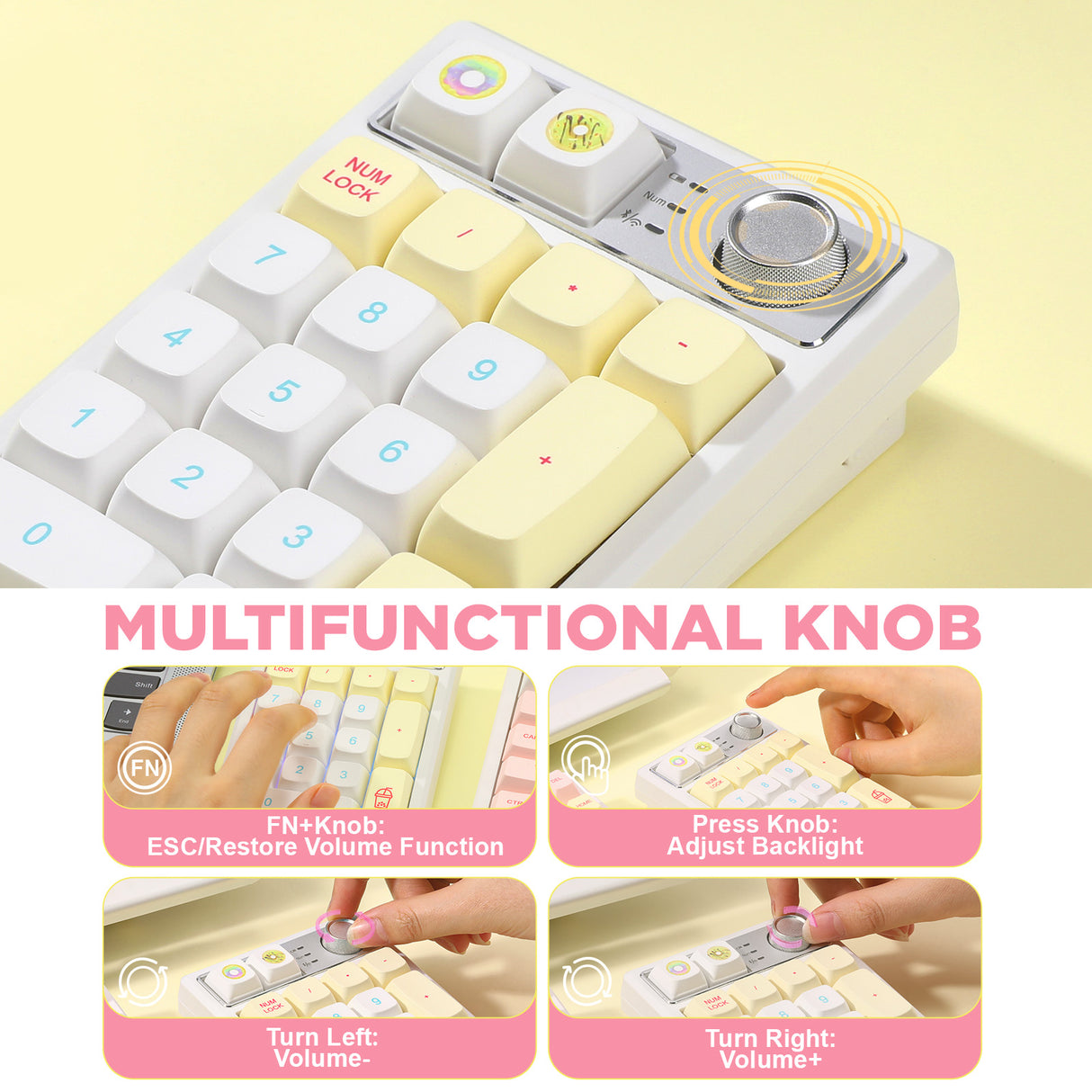 YUNZII YZ19 Gasket Wireless Mechanical Knob Numeric Keypad Num Pad