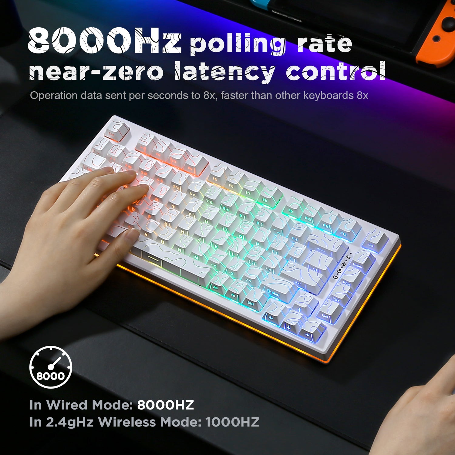 YUNZII RT80 White Line Rapid Trigger 8K Magnetic Keyboard
