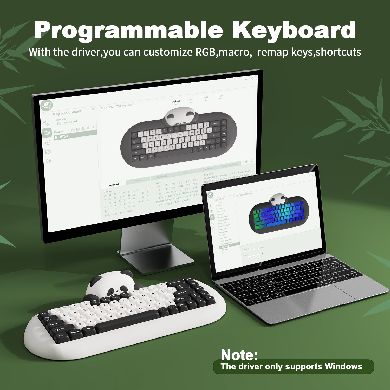 YUNZII C68 Panda Wireless Hi-Fi Mechanical Keyboard