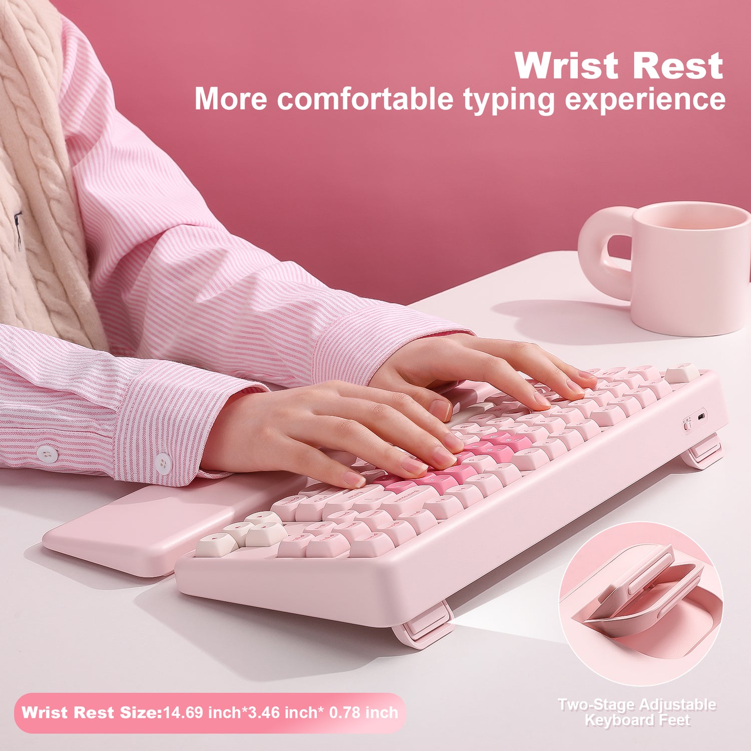YUNZII B87 Pink QMK/VIA Custom Mechanical Keyboard