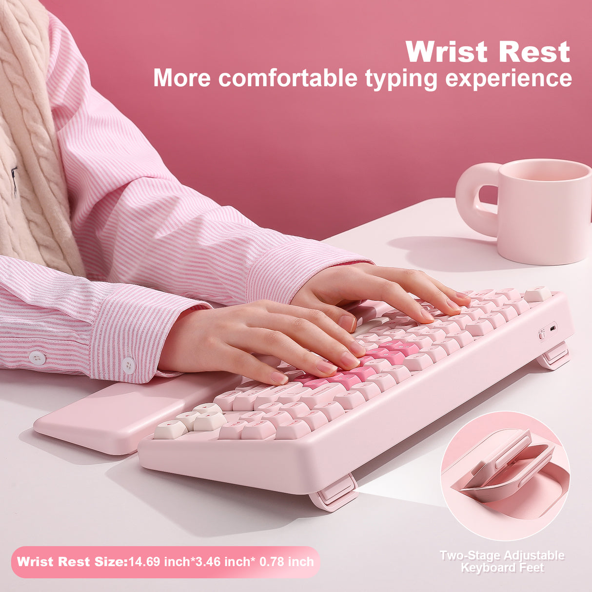 YUNZII B87 Pink QMK/VIA Custom Mechanical Keyboard