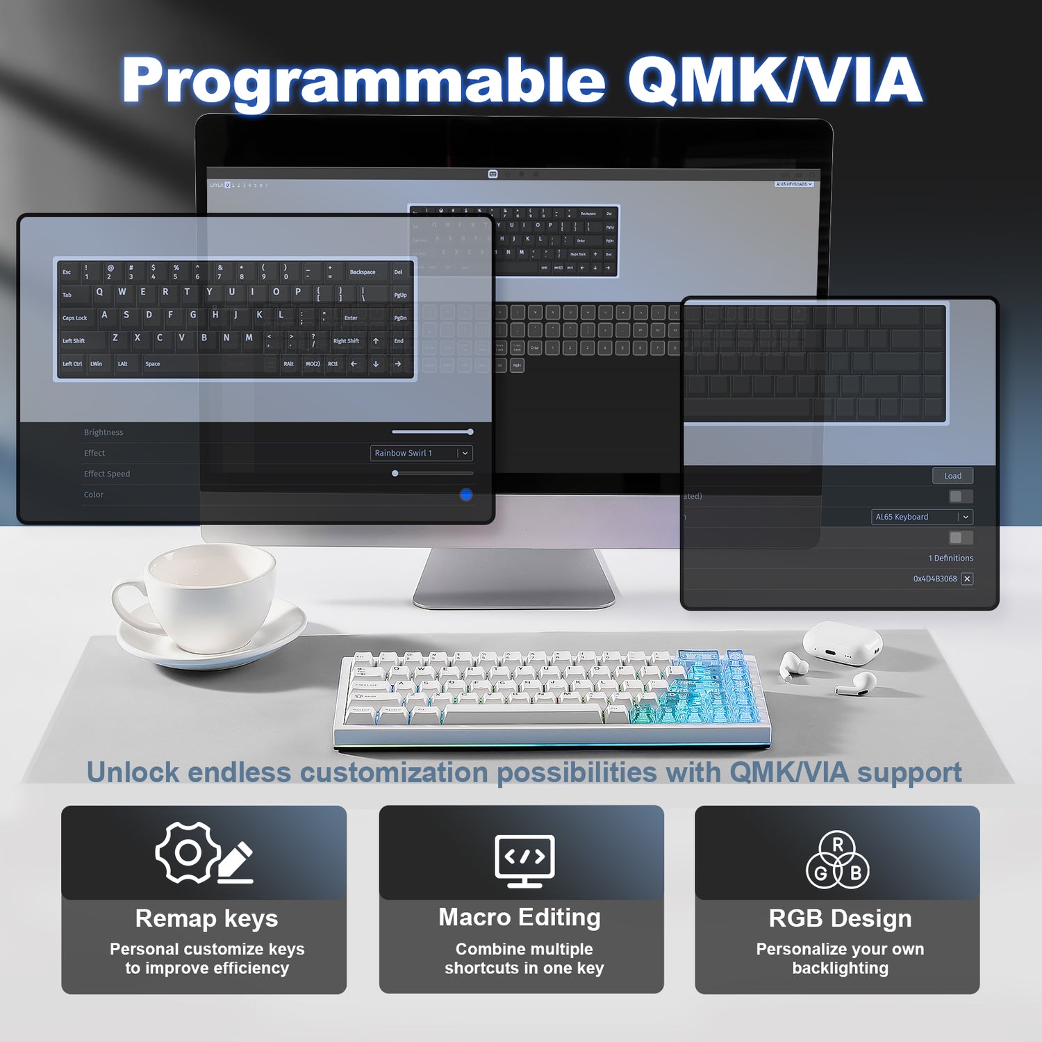 YUNZII AL65 QMK/VIA Custom Hollow Mechanical Keyboard