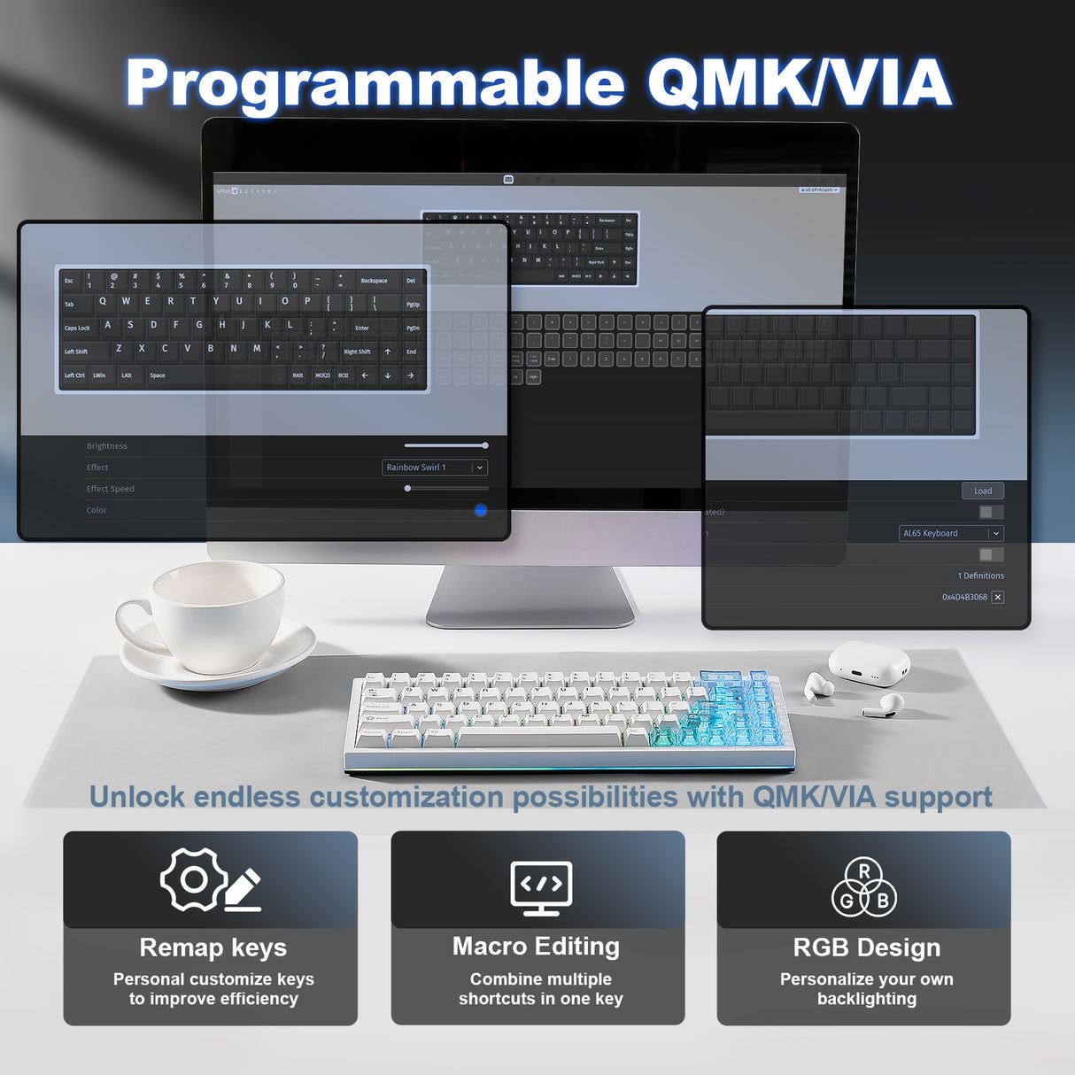 YUNZII AL65 QMK/VIA Custom Hollow Mechanical Keyboard