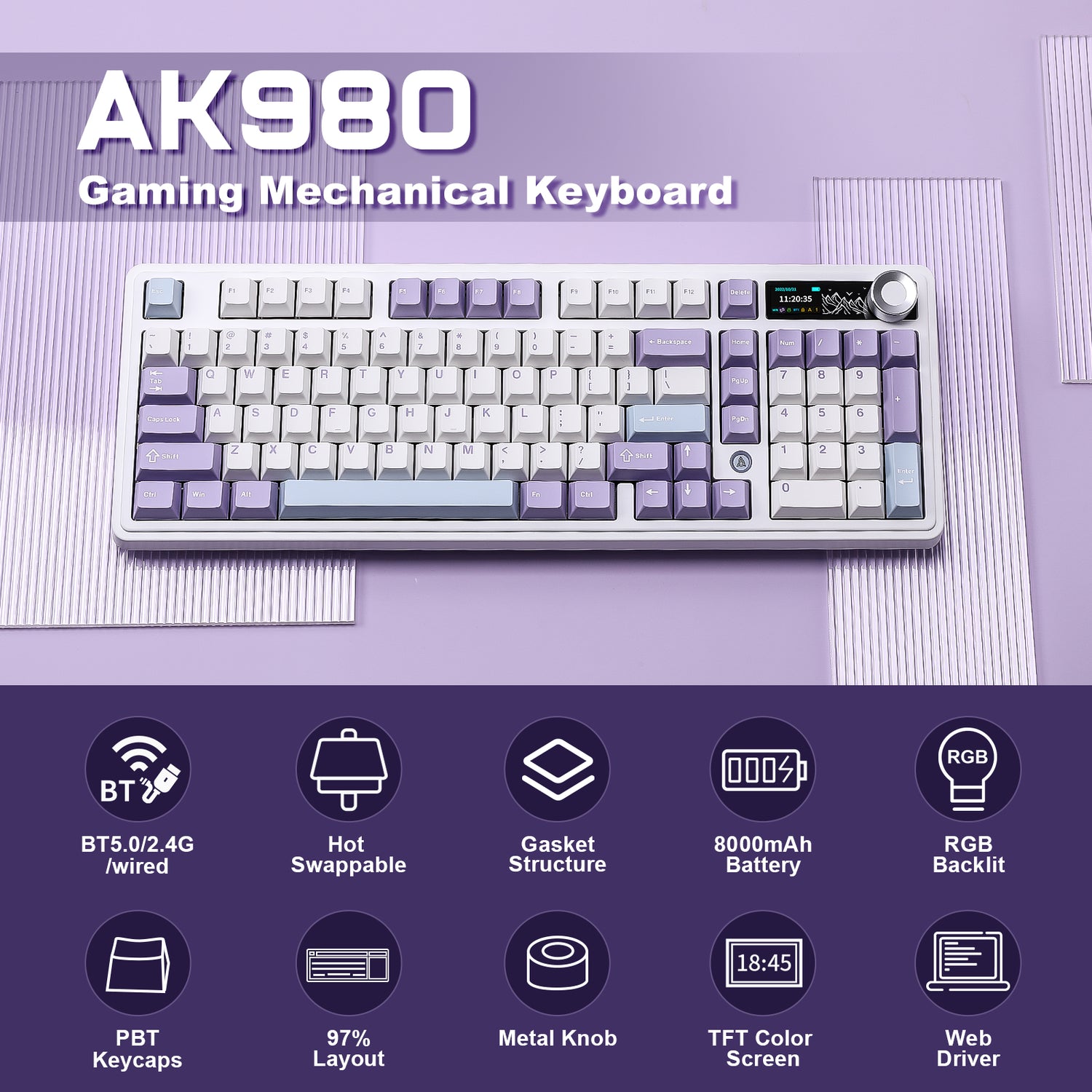 Ajazz AK980 Full Size Wireless Mechanical Keyboard