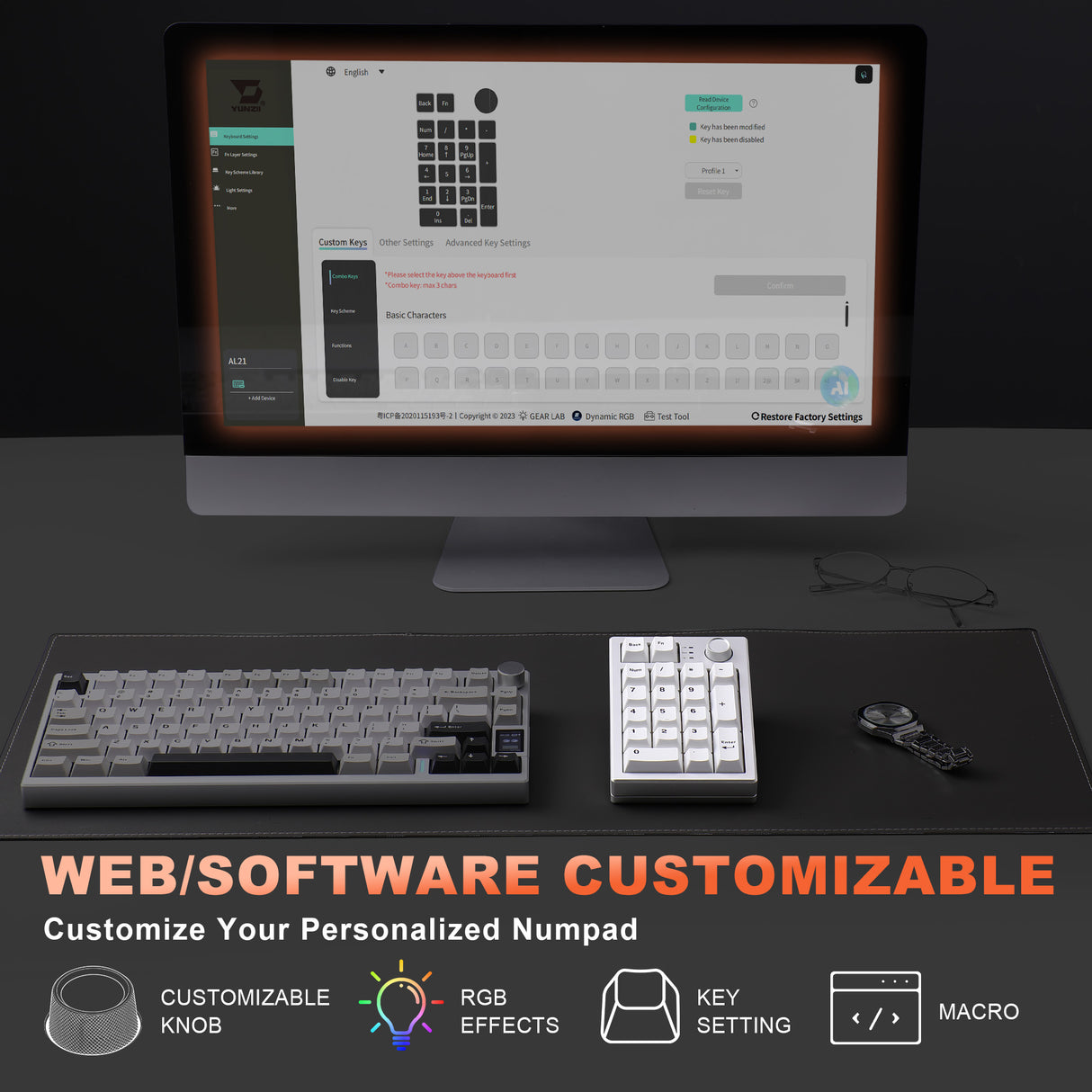 YUNZII AL21 Wireless Aluminum Mechanical Numpad Keyboard