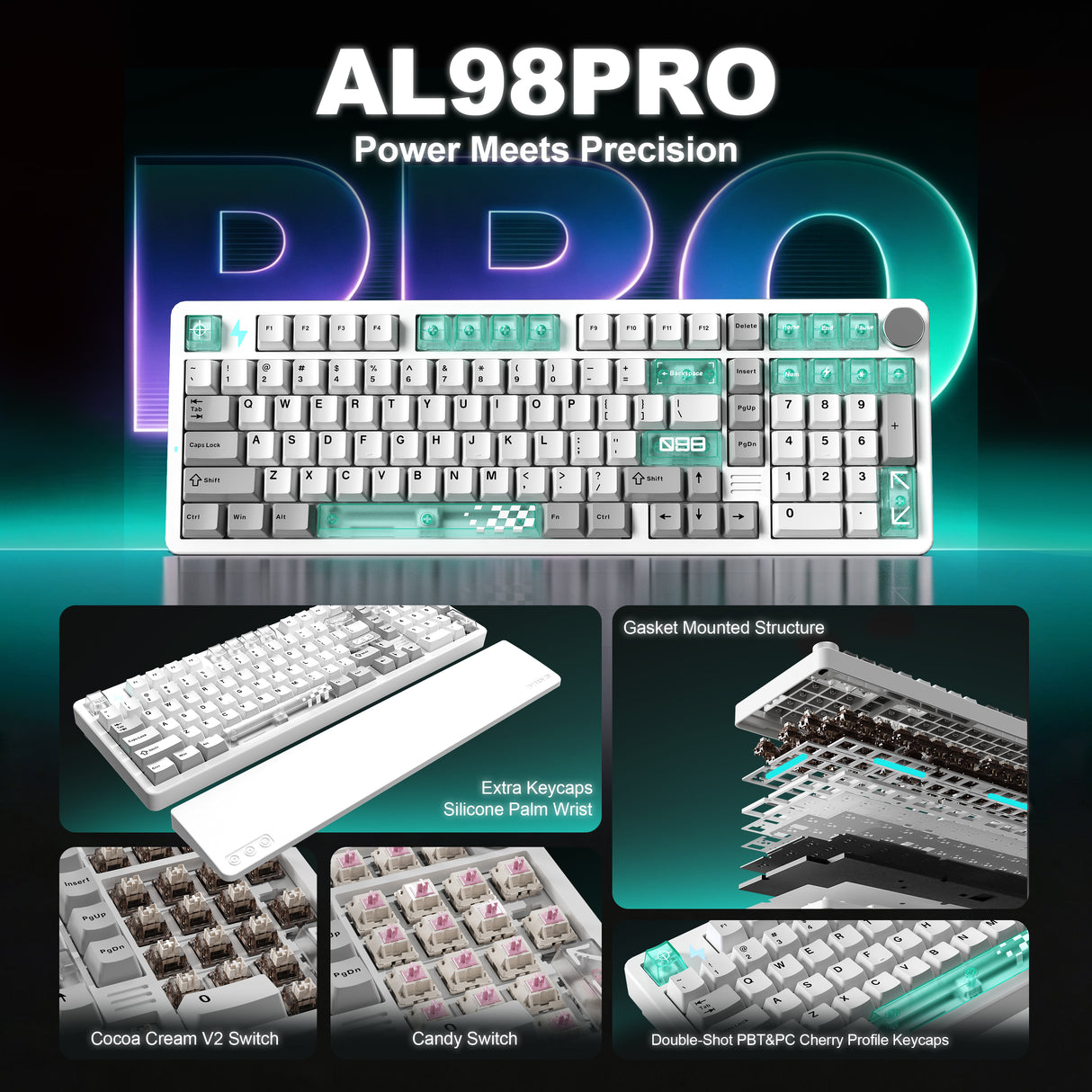 YUNZII AL98 PRO Dual-8K Wireless Aluminum Mechanical Keyboard