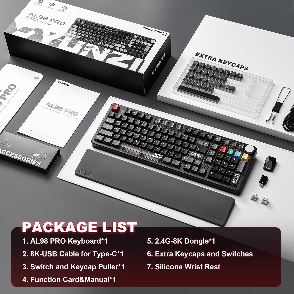 YUNZII AL98 PRO Dual-8K Wireless Aluminum Mechanical Keyboard