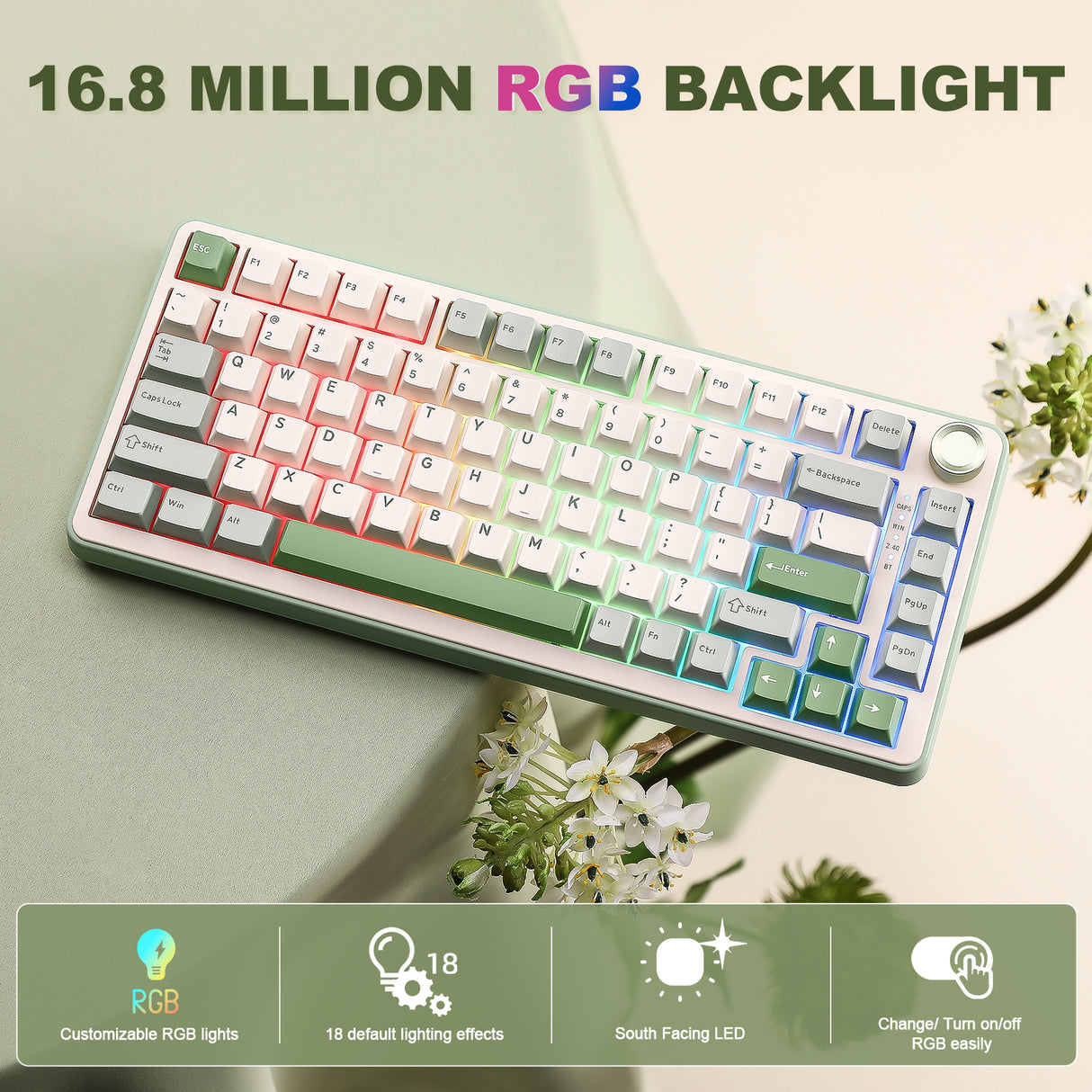 YUNZII B75 Pro Green Wireless Mechanical Keyboard