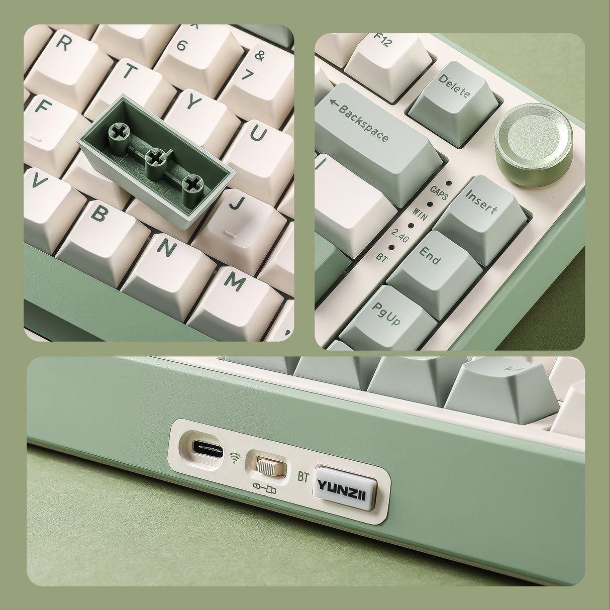YUNZII B75 Pro Green Wireless Mechanical Keyboard