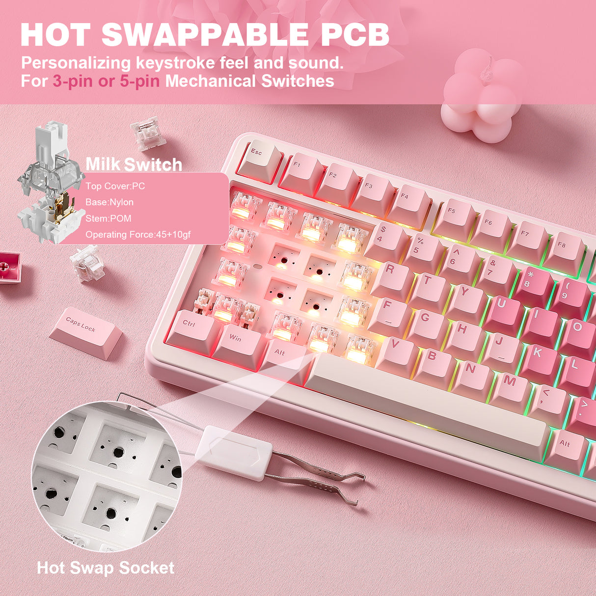 YUNZII B75 Pro Heart Wireless Mechanical Keyboard