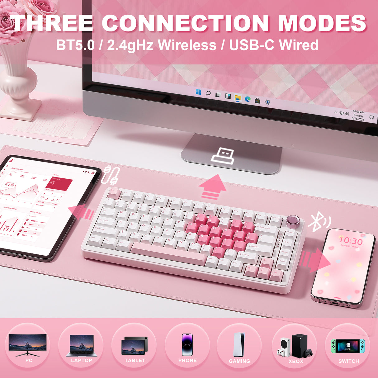YUNZII B75 Pro Heart Wireless Mechanical Keyboard