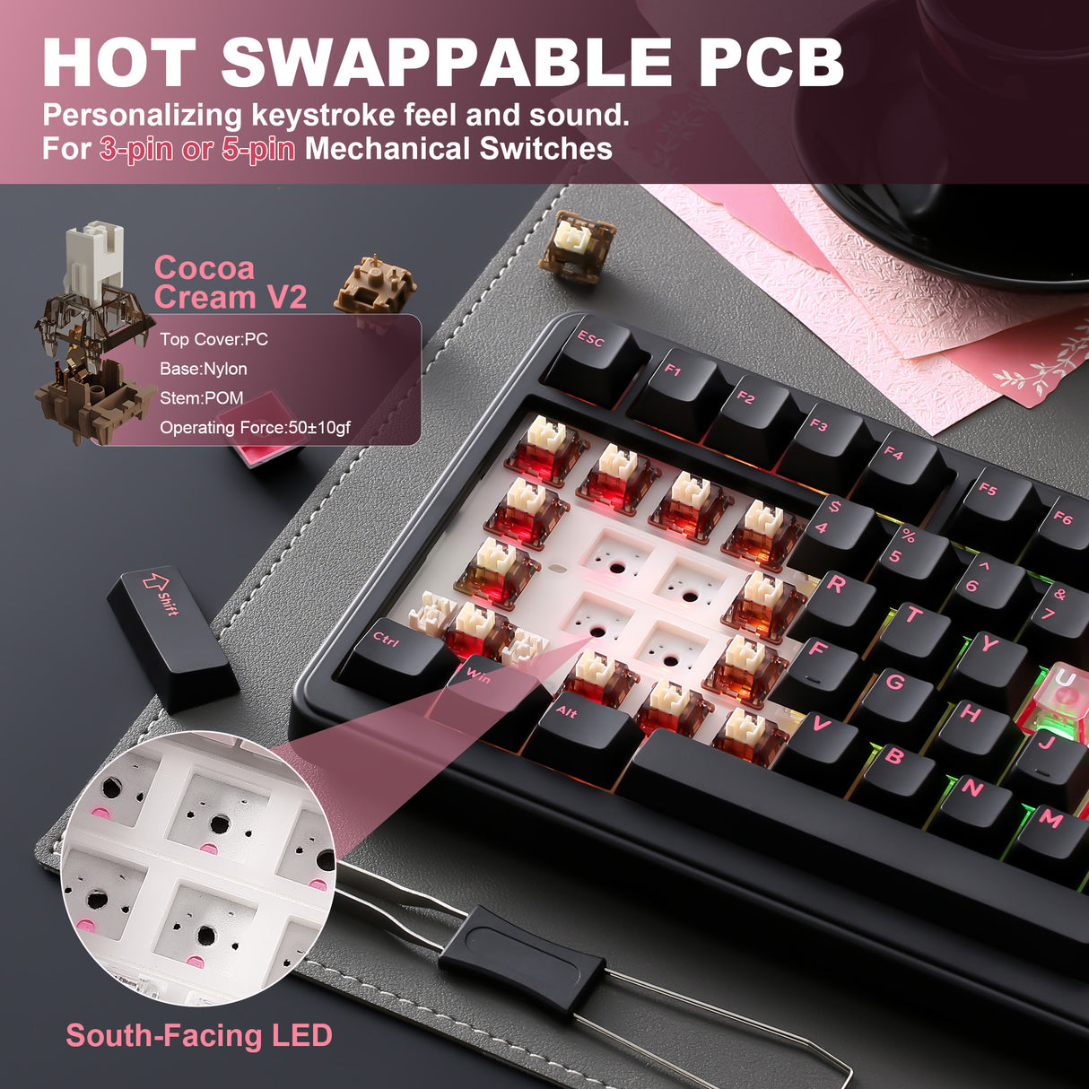 YUNZII B75 Pro Heart Wireless Mechanical Keyboard