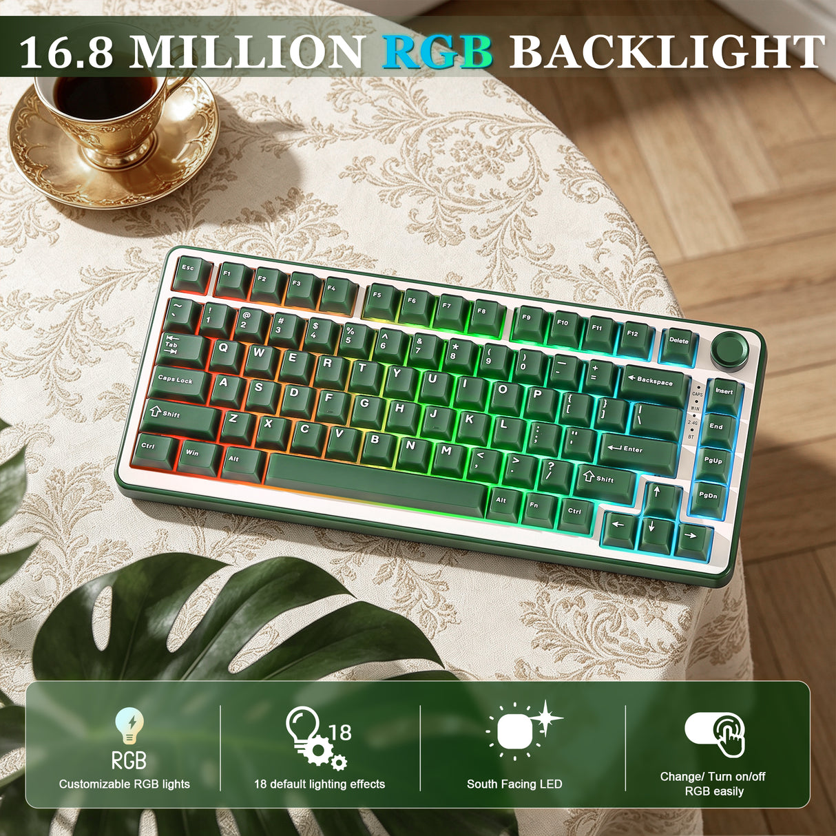 YUNZII B75 Pro Olive Green Wireless Mechanical Keyboard