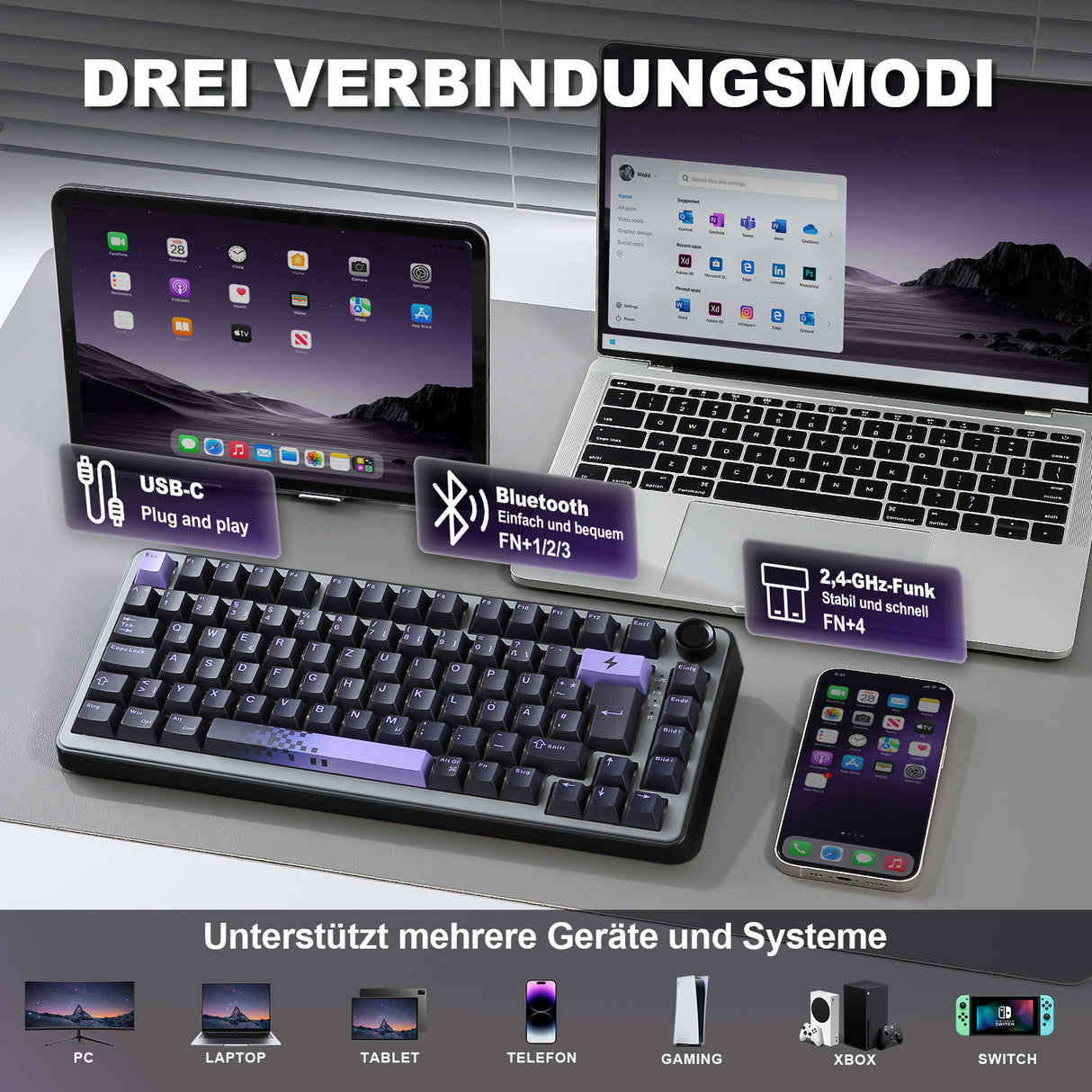 YUNZII B75 Pro Wireless Mechanical Keyboard - ISO Layout