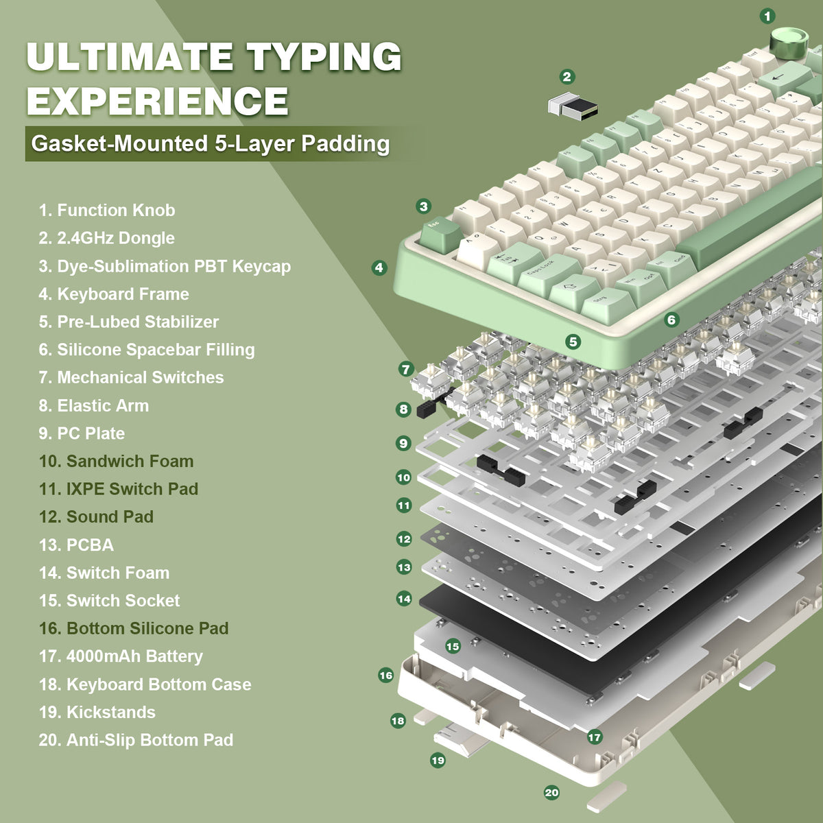 YUNZII B75 Pro DE&FR Wireless Mechanical Keyboard - ISO Layout