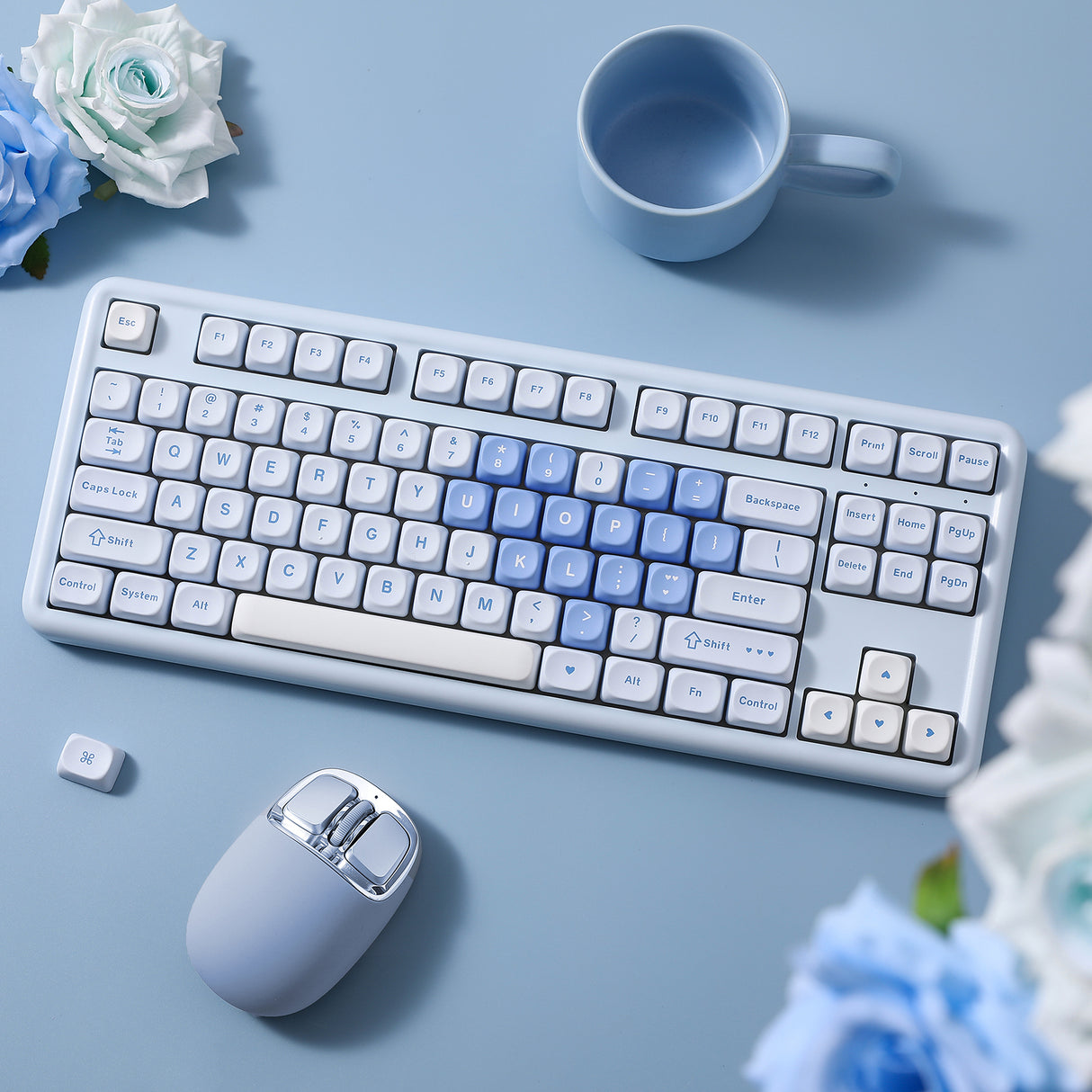YUNZII B87 Blue Heart QMK/VIA Custom Mechanical Keyboard