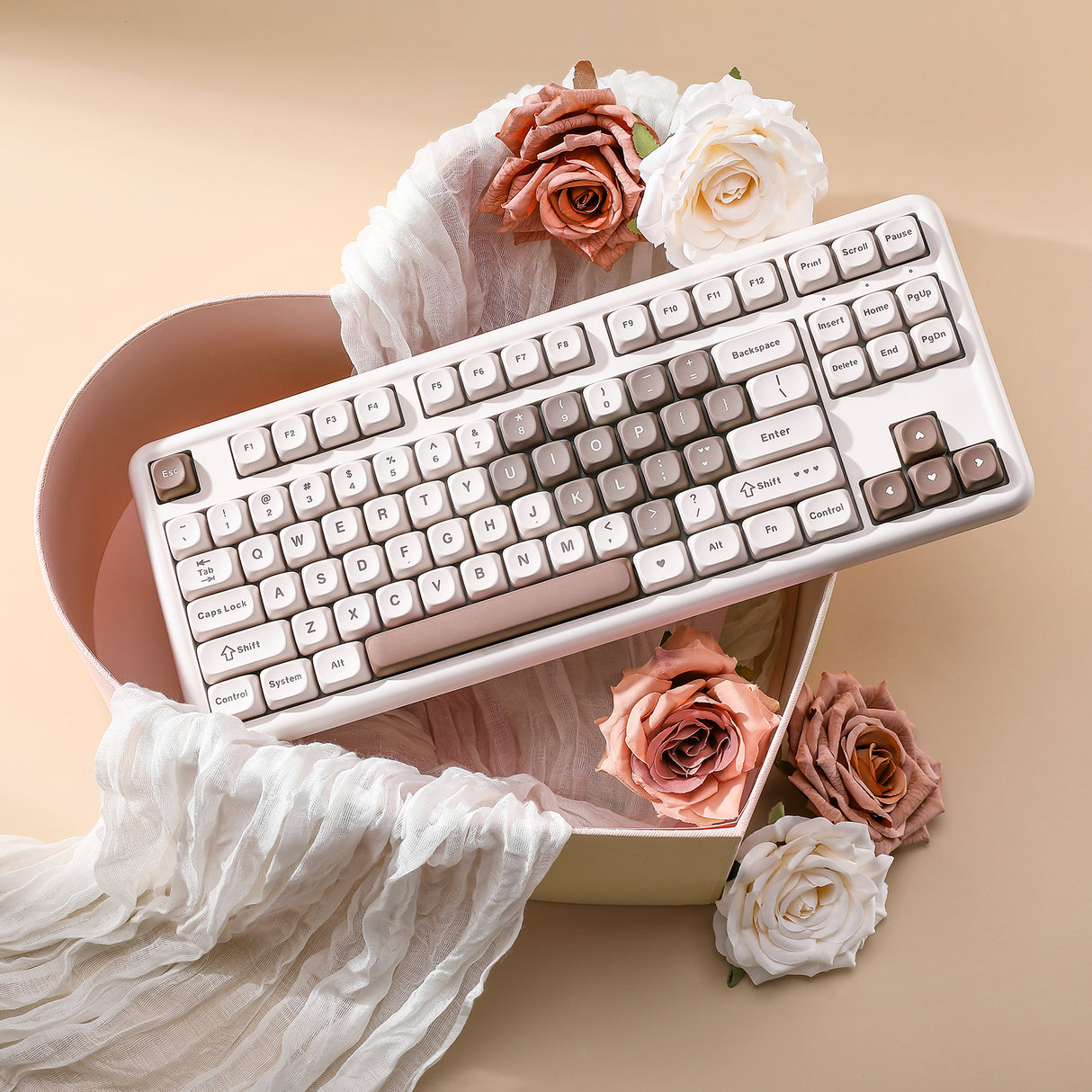 YUNZII B87 Brown Heart QMK/VIA Custom Mechanical Keyboard